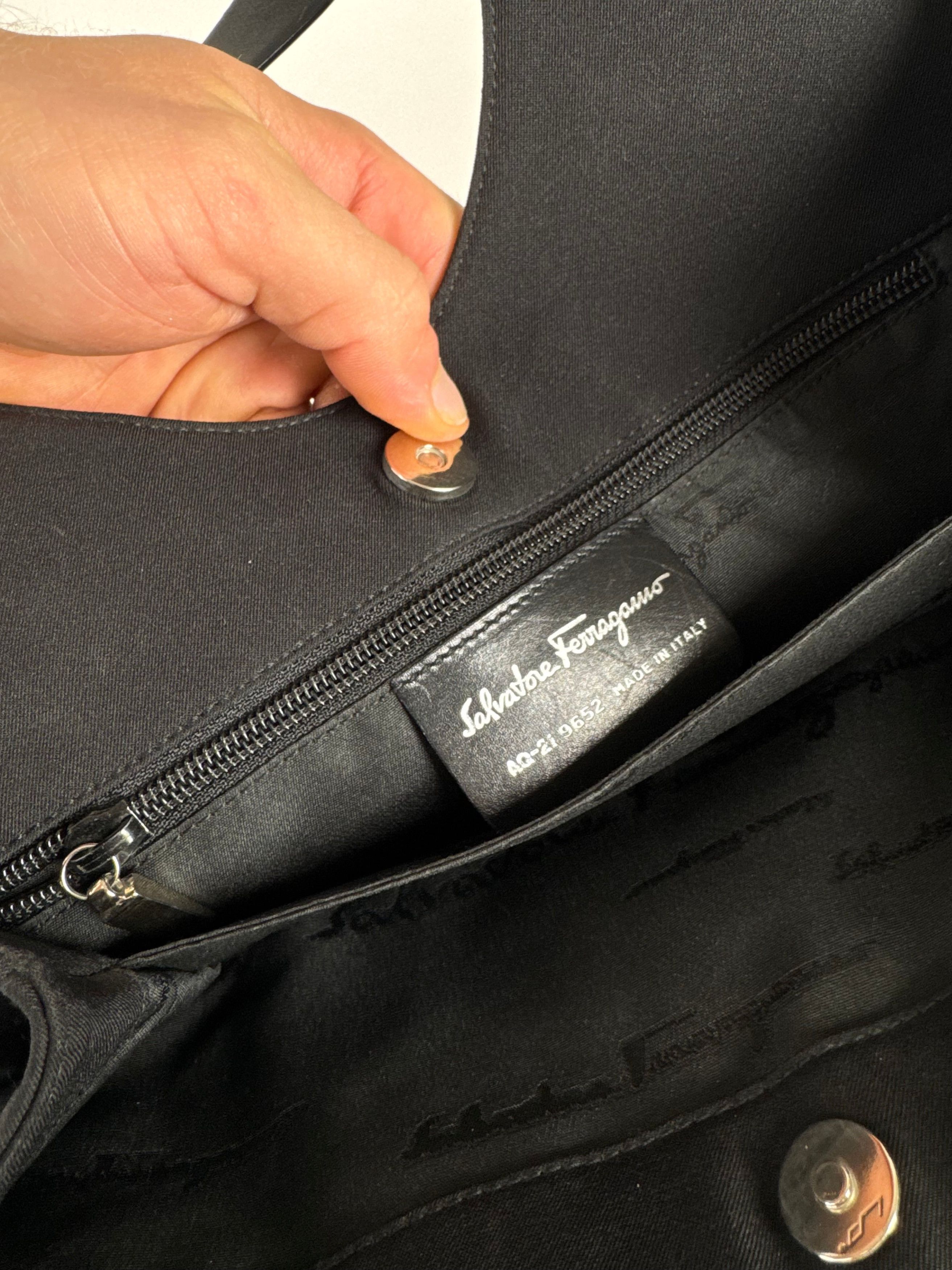 Salvatore Ferragamo Vintage Leather / Canvas Bag Black Size ONE SIZE - 5 Thumbnail