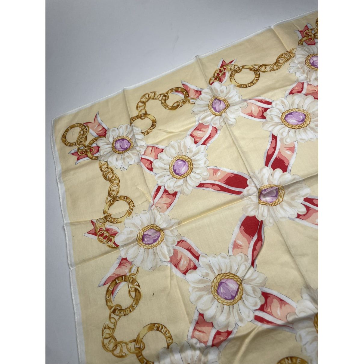 Celine Beige Silk Scarf Size ONE SIZE - 4 Thumbnail