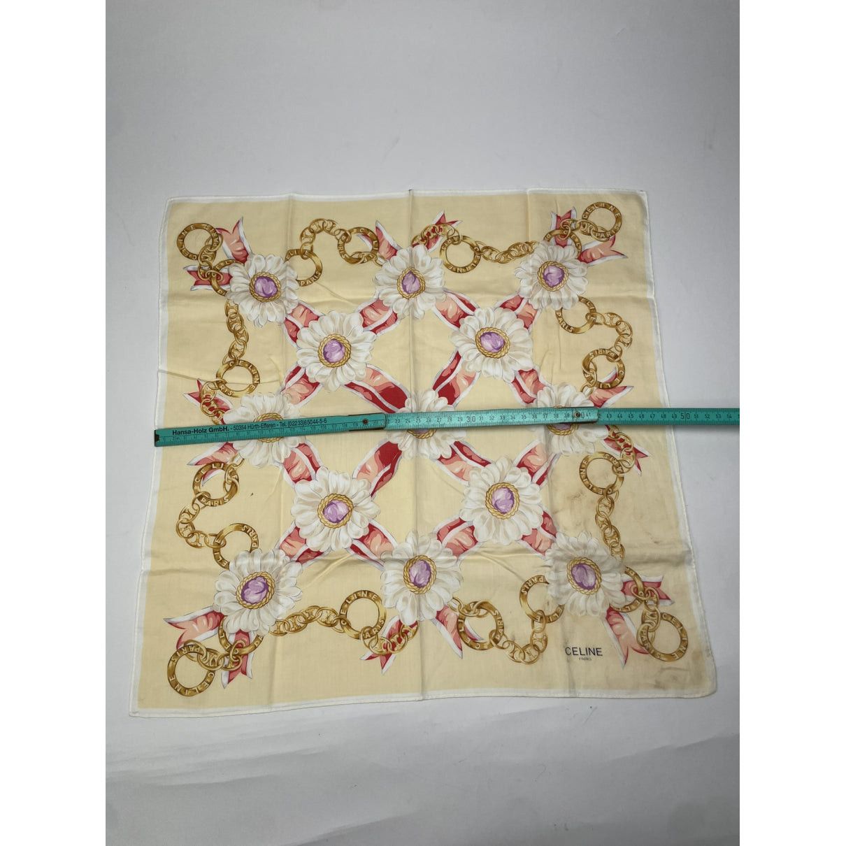 Celine Beige Silk Scarf Size ONE SIZE - 5 Thumbnail