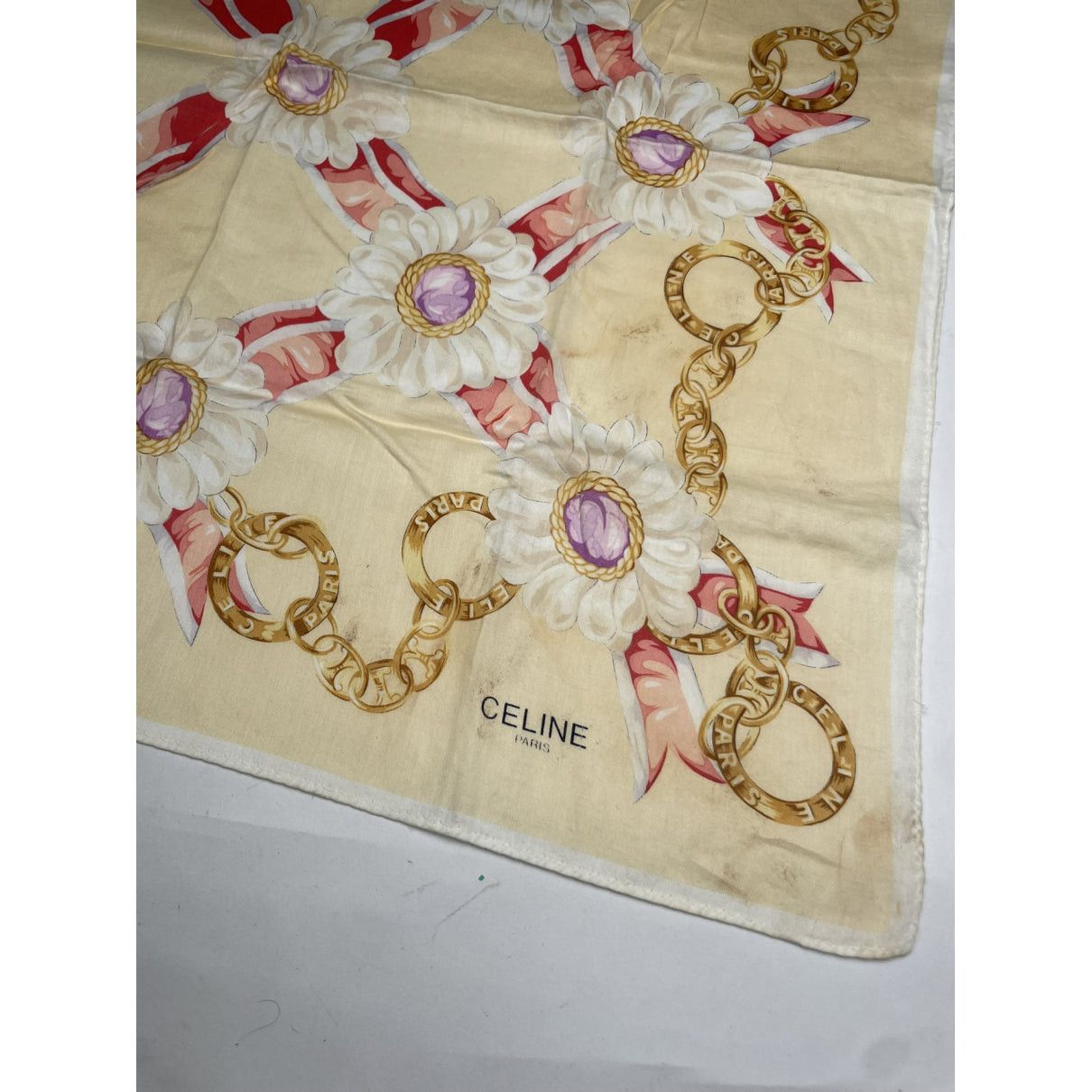 Celine Beige Silk Scarf Size ONE SIZE - 2 Thumbnail