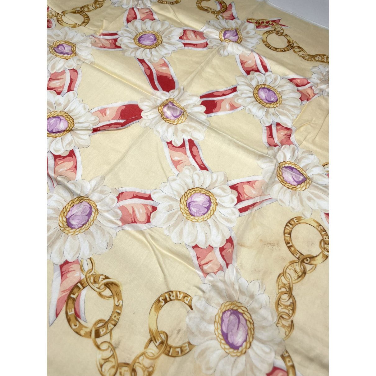 Celine Beige Silk Scarf Size ONE SIZE - 3 Thumbnail