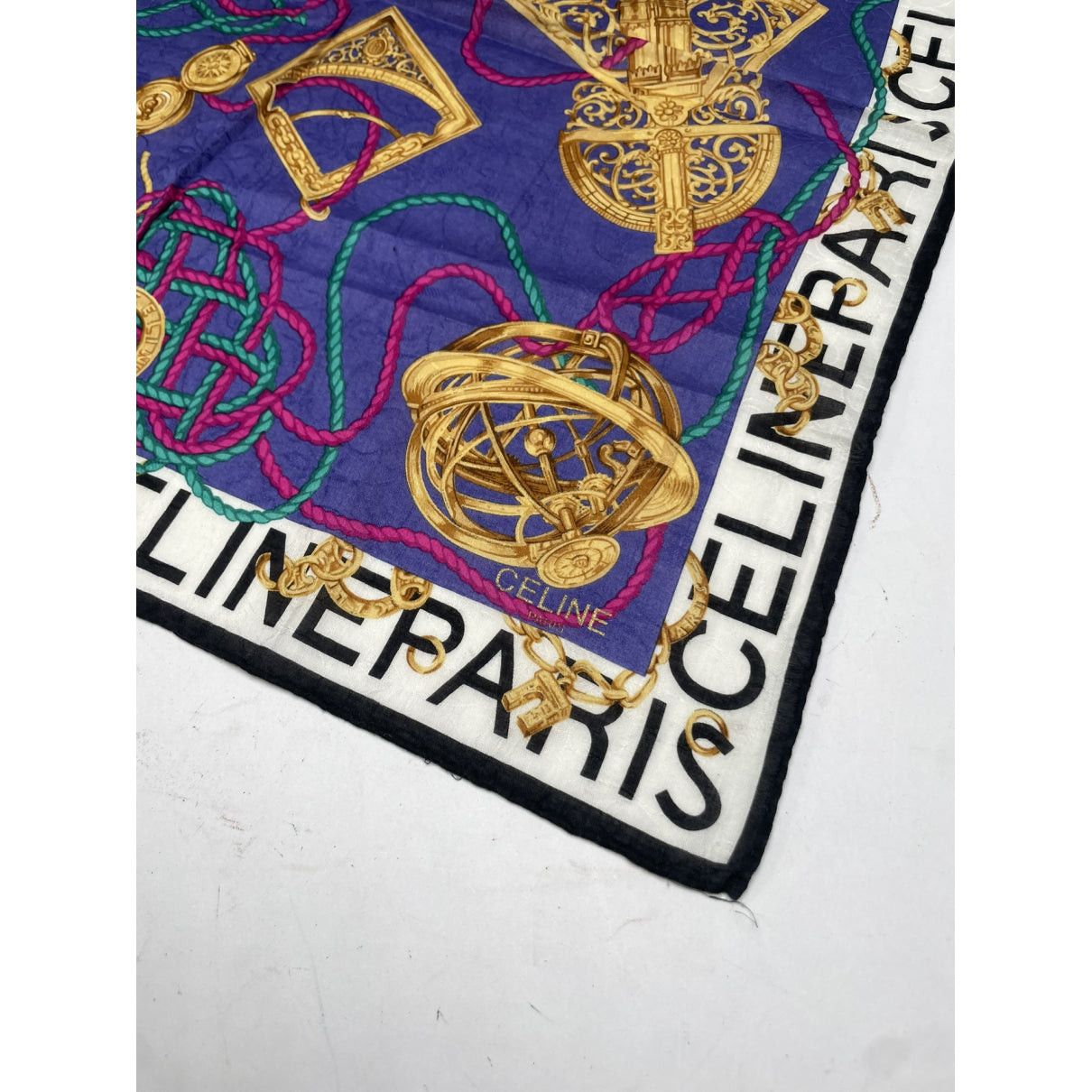 Celine Purple Silk Scarf Size ONE SIZE - 2 Thumbnail