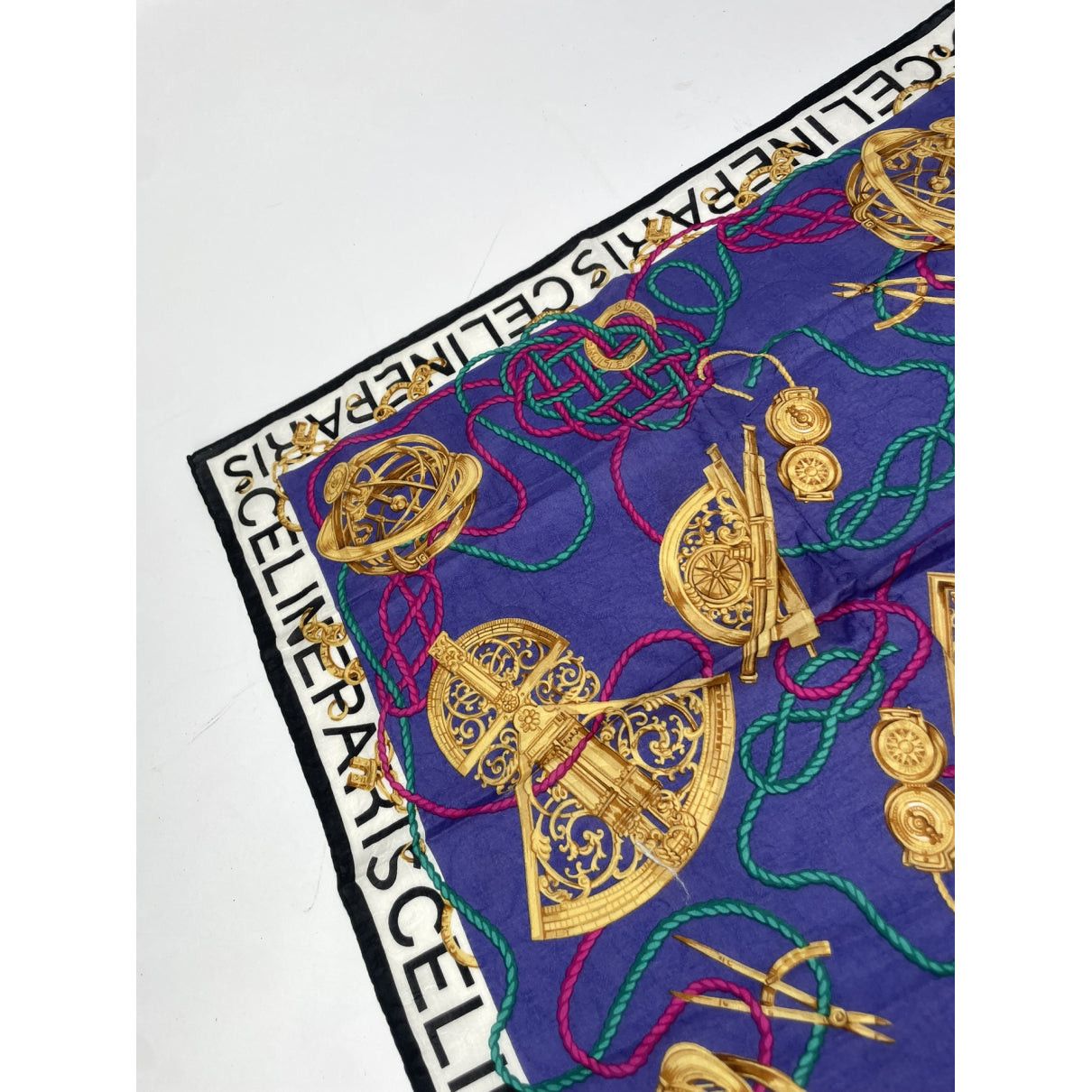 Celine Purple Silk Scarf Size ONE SIZE - 3 Thumbnail