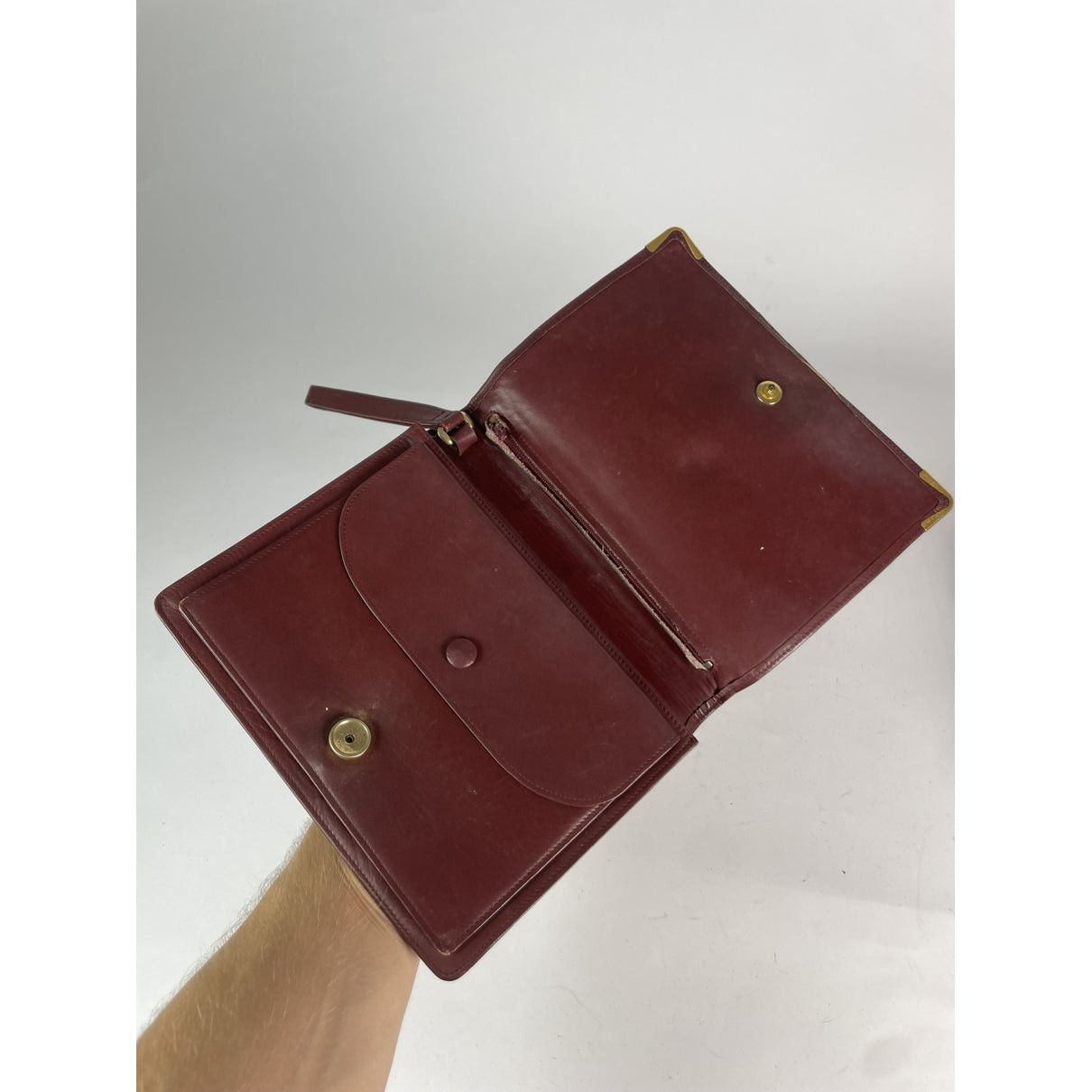 Cartier Burgundy Leather Clutch Bag Size ONE SIZE - 3 Thumbnail