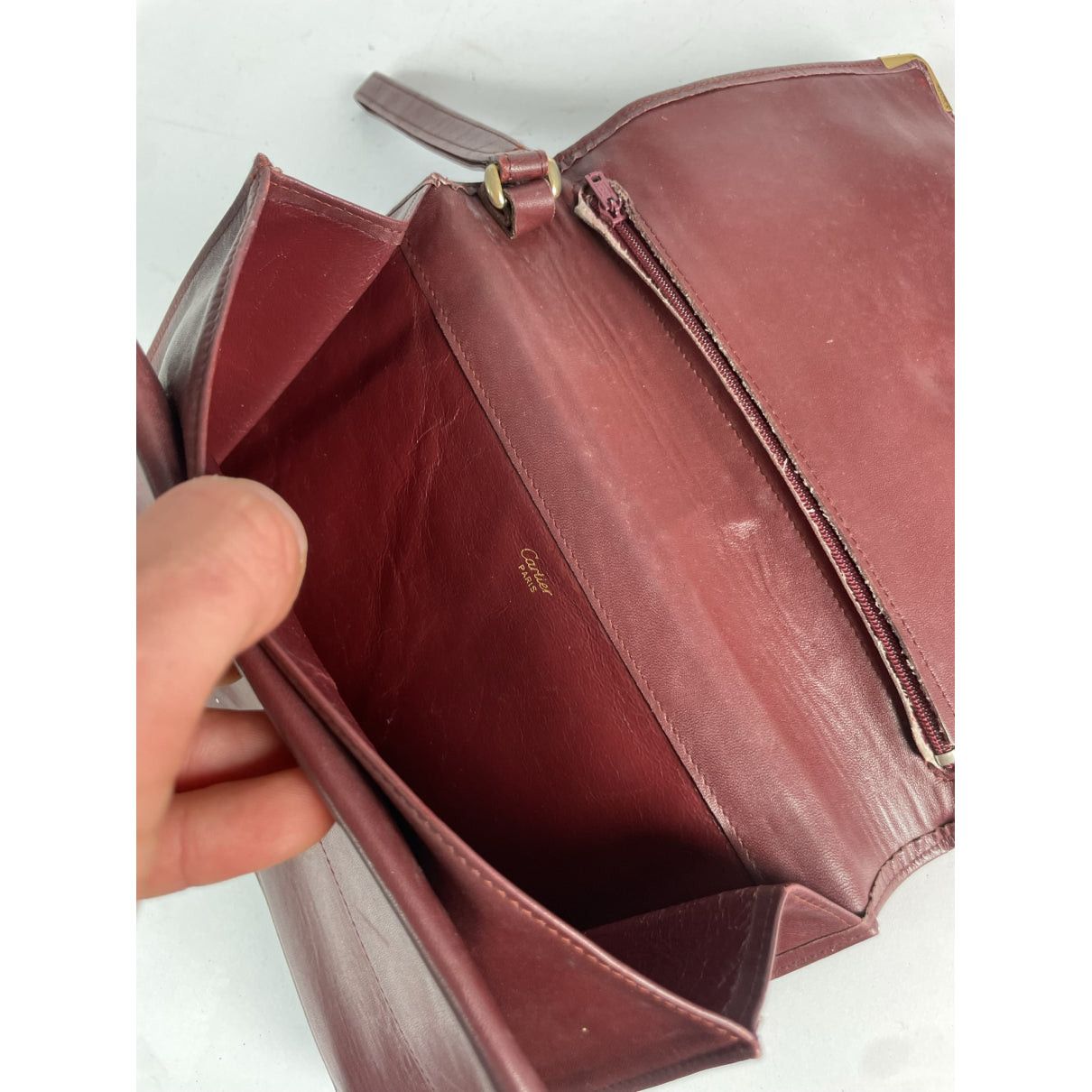 Cartier Burgundy Leather Clutch Bag Size ONE SIZE - 4 Thumbnail