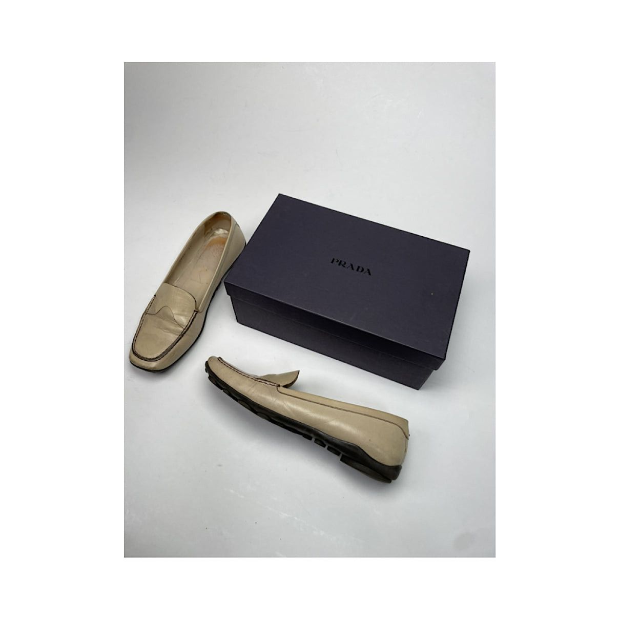 Prada Monolith Beige Leather Flat Size US 8 / IT 38 - 3 Thumbnail