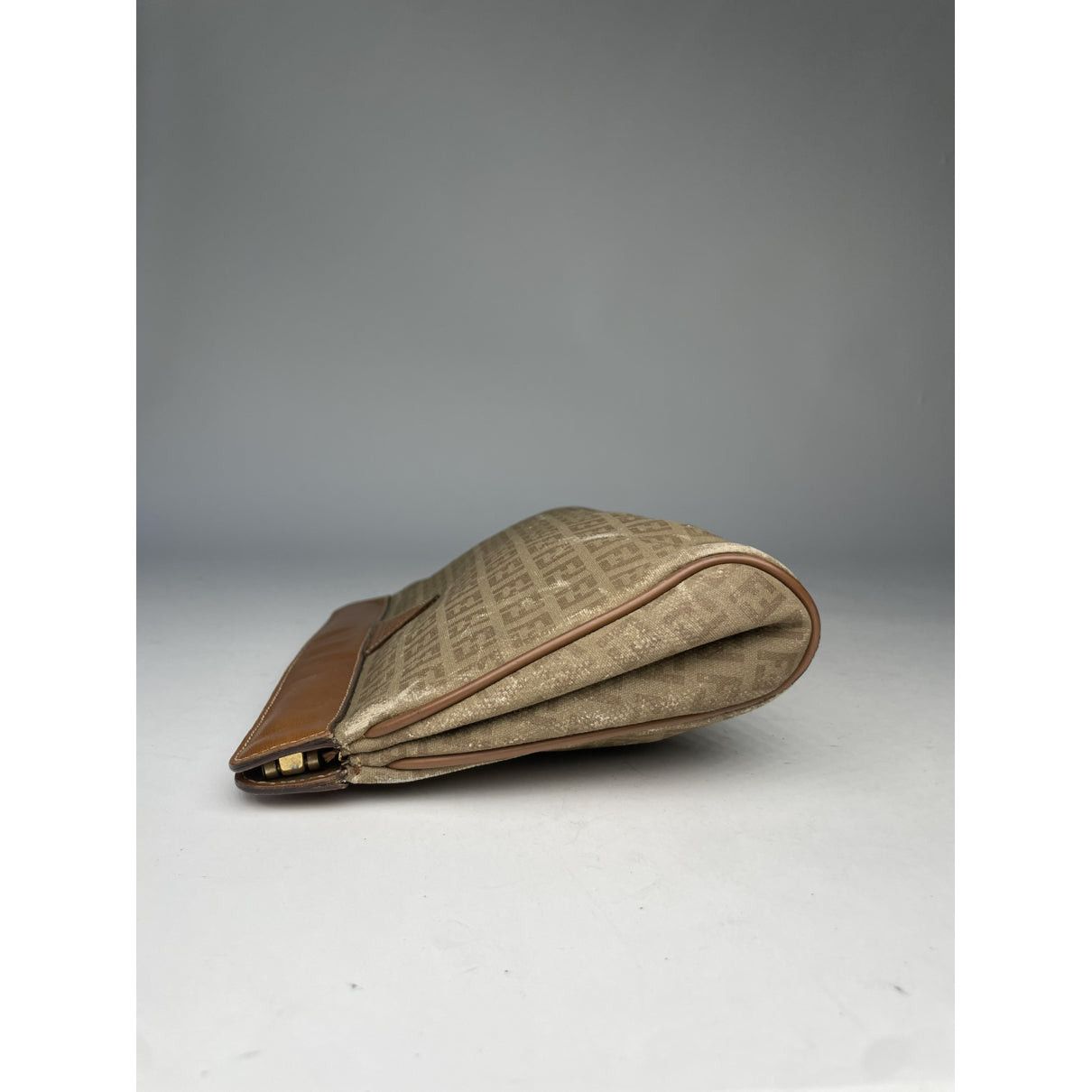 Fendi Baguette Brown Cotton Clutch Bag Size ONE SIZE - 3 Thumbnail