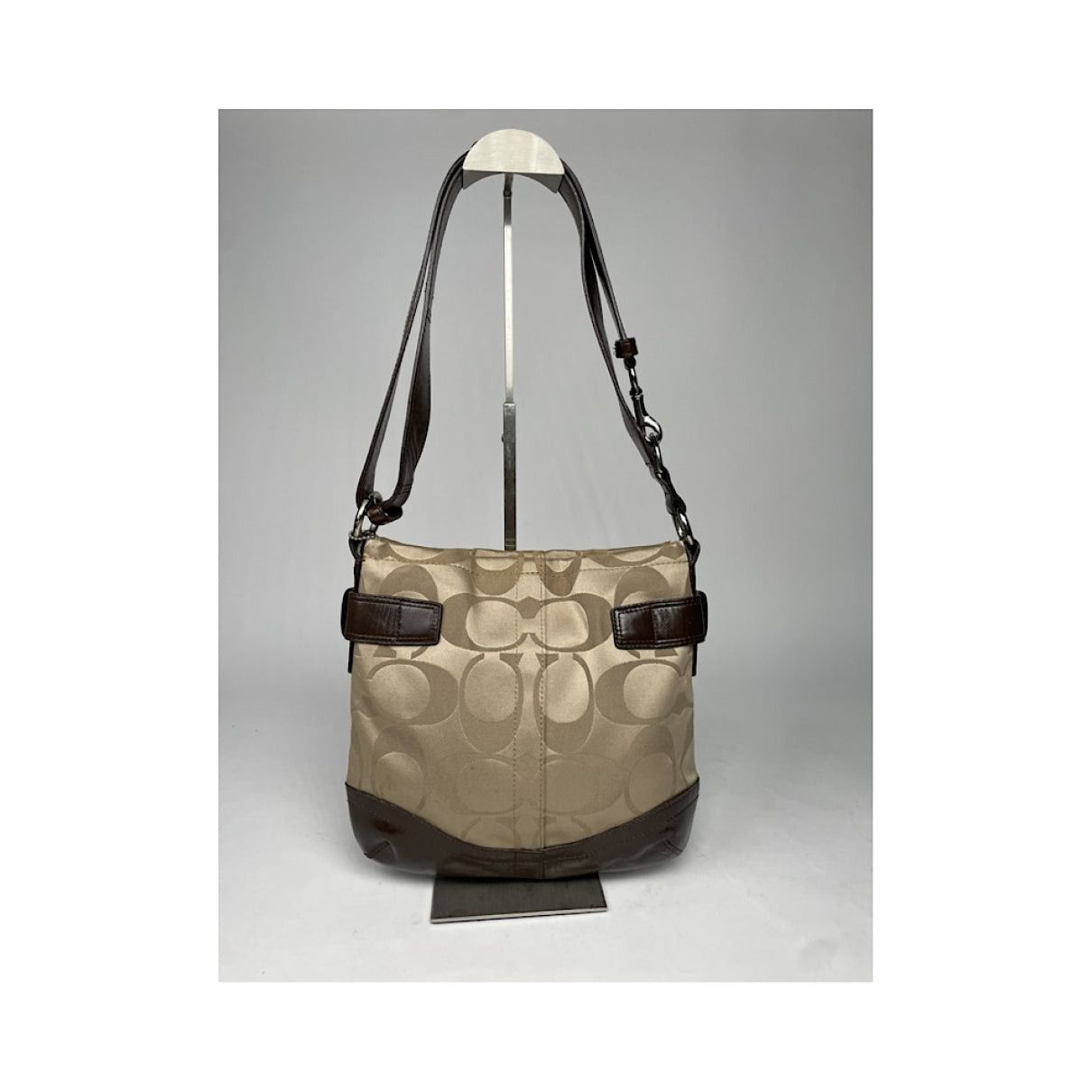 Coach Signature Sufflette Beige Leather Handbag Size ONE SIZE - 2 Thumbnail