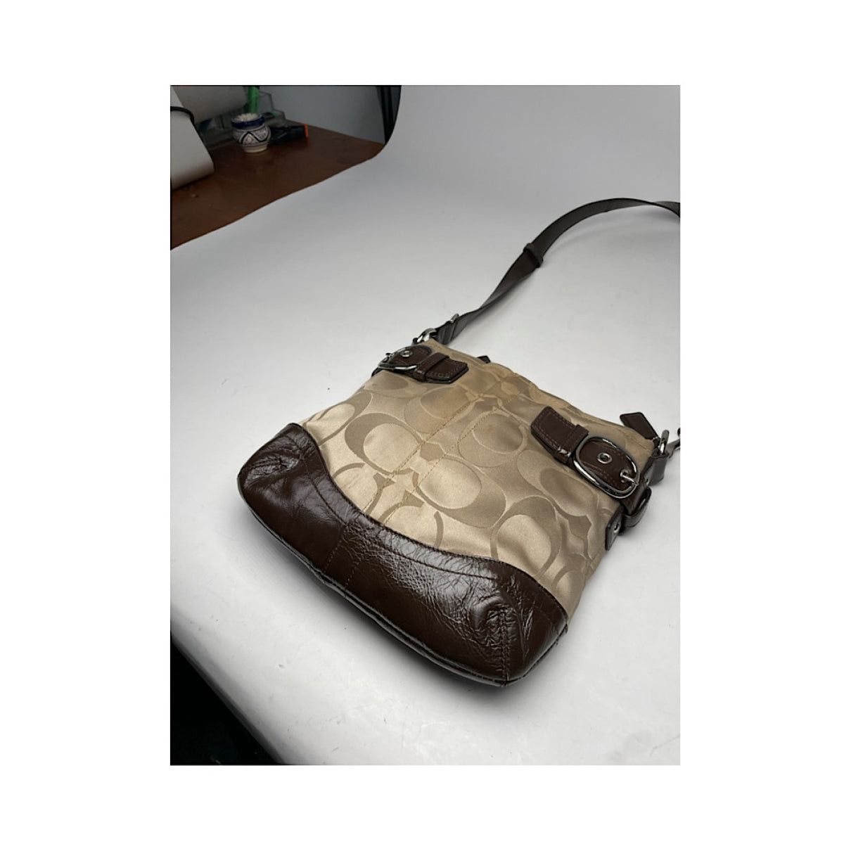 Coach Signature Sufflette Beige Leather Handbag Size ONE SIZE - 5 Thumbnail