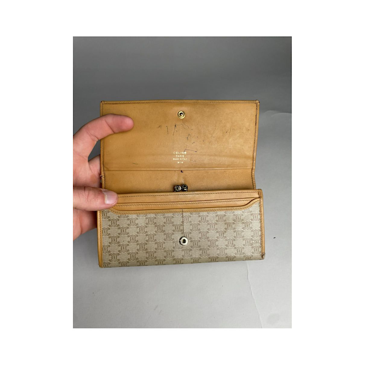 Celine Triomphe Beige Leather Wallet Size ONE SIZE - 2 Thumbnail