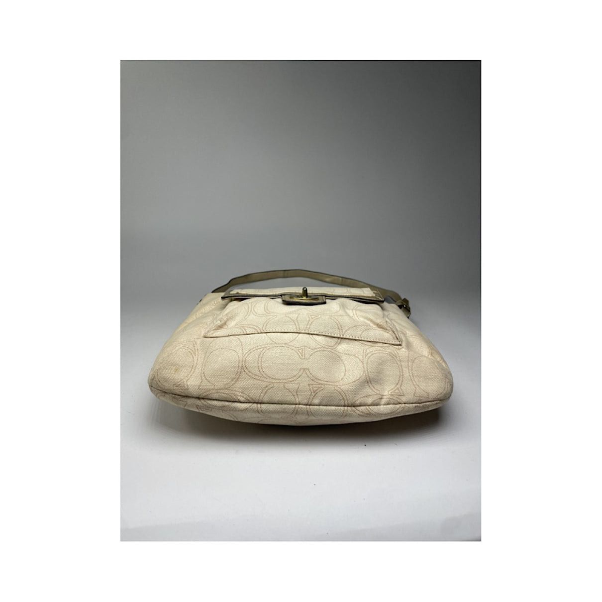 Coach Signature Sufflette Beige Leather Handbag Size ONE SIZE - 4 Thumbnail