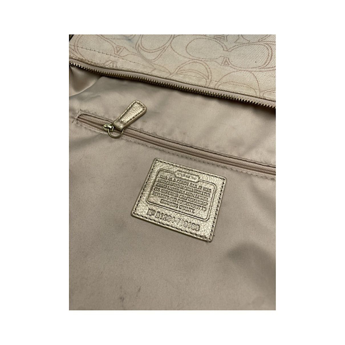 Coach Signature Sufflette Beige Leather Handbag Size ONE SIZE - 3 Thumbnail
