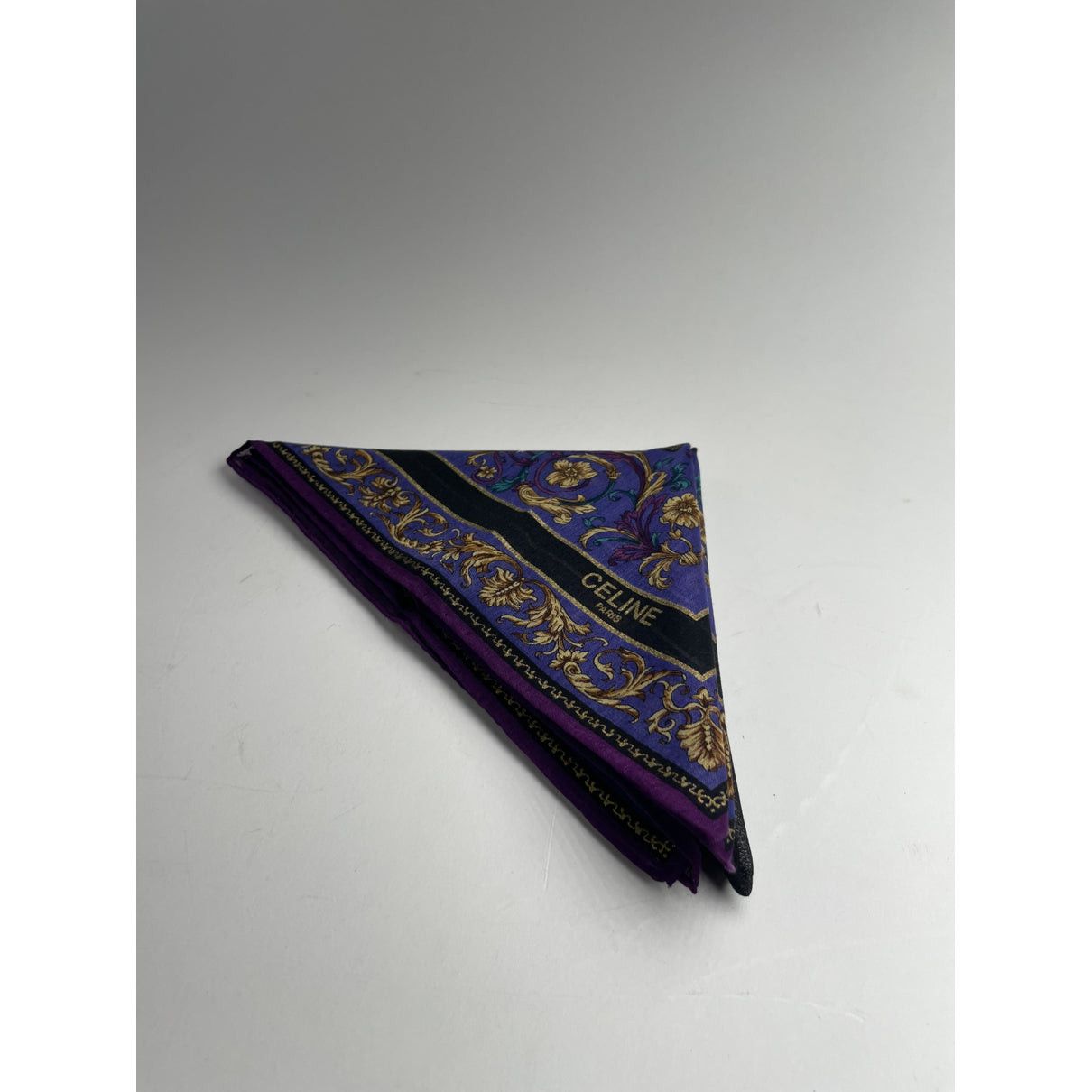 Celine Purple Silk Scarf Size ONE SIZE - 4 Thumbnail
