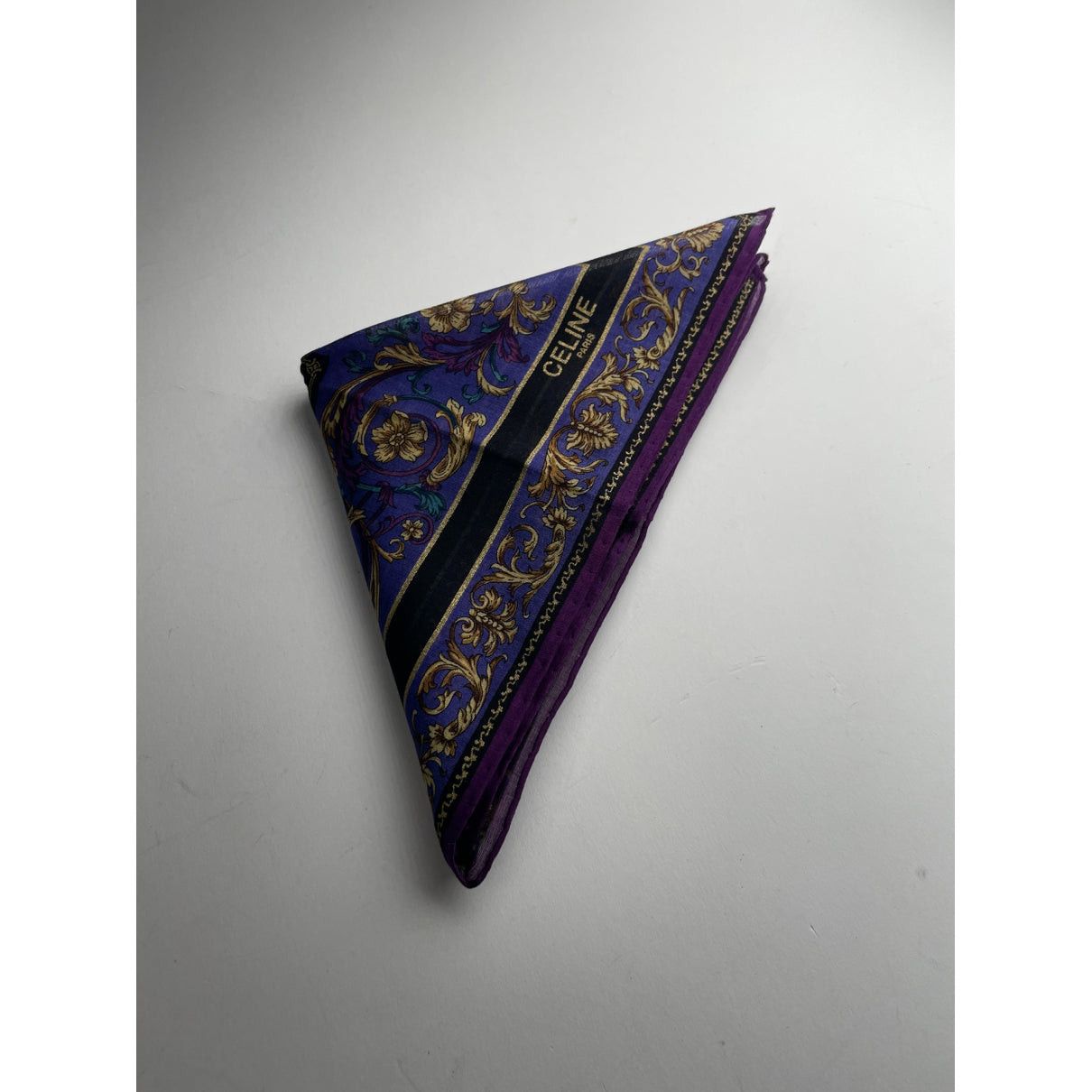 Celine Purple Silk Scarf Size ONE SIZE - 5 Thumbnail