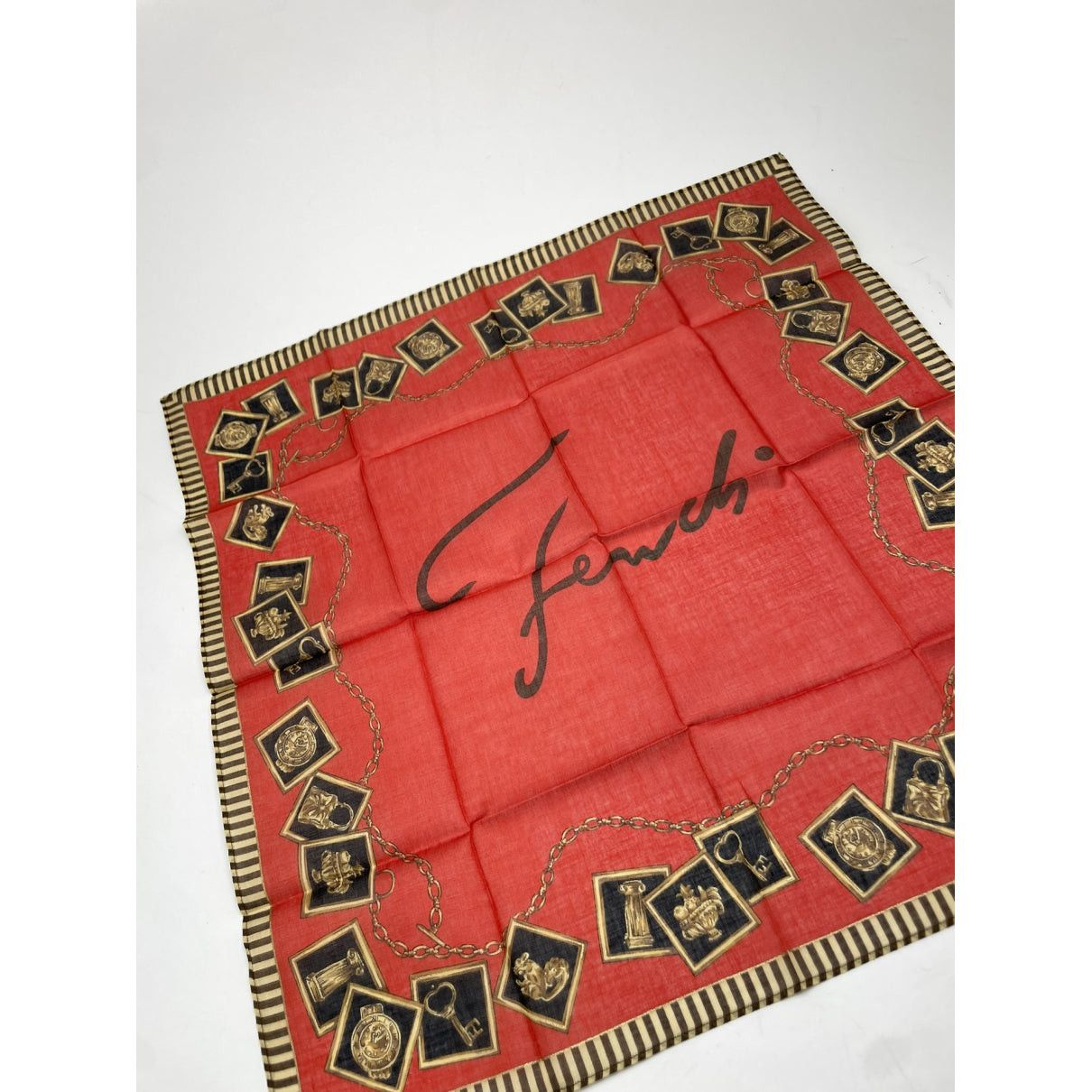 Fendi Red Silk Scarf Size ONE SIZE - 3 Thumbnail
