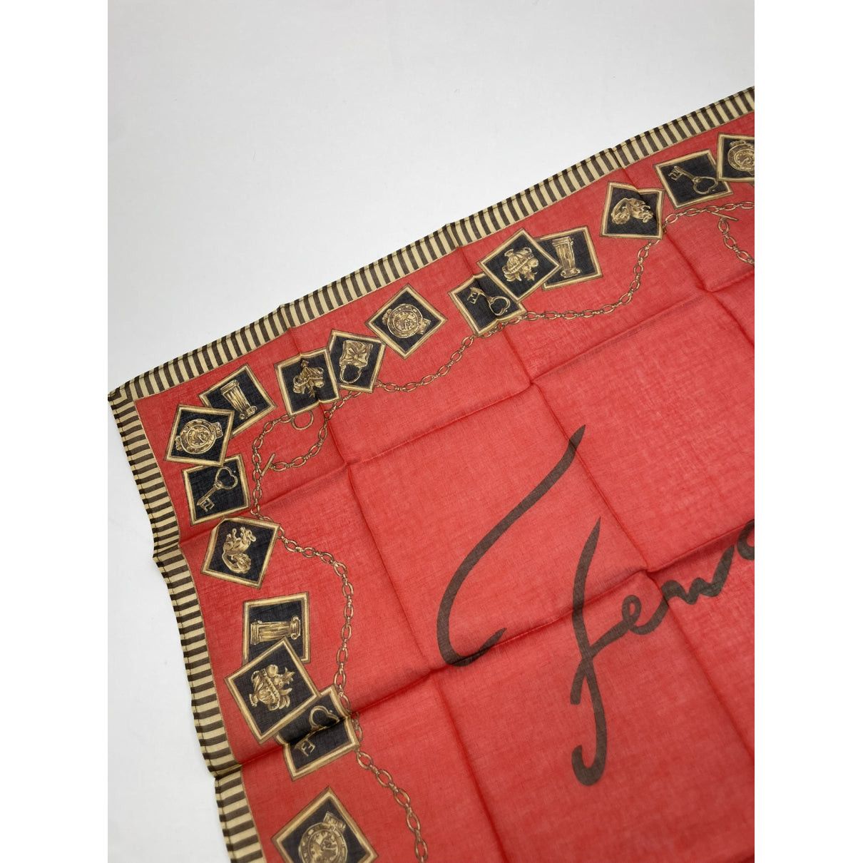 Fendi Red Silk Scarf Size ONE SIZE - 4 Thumbnail