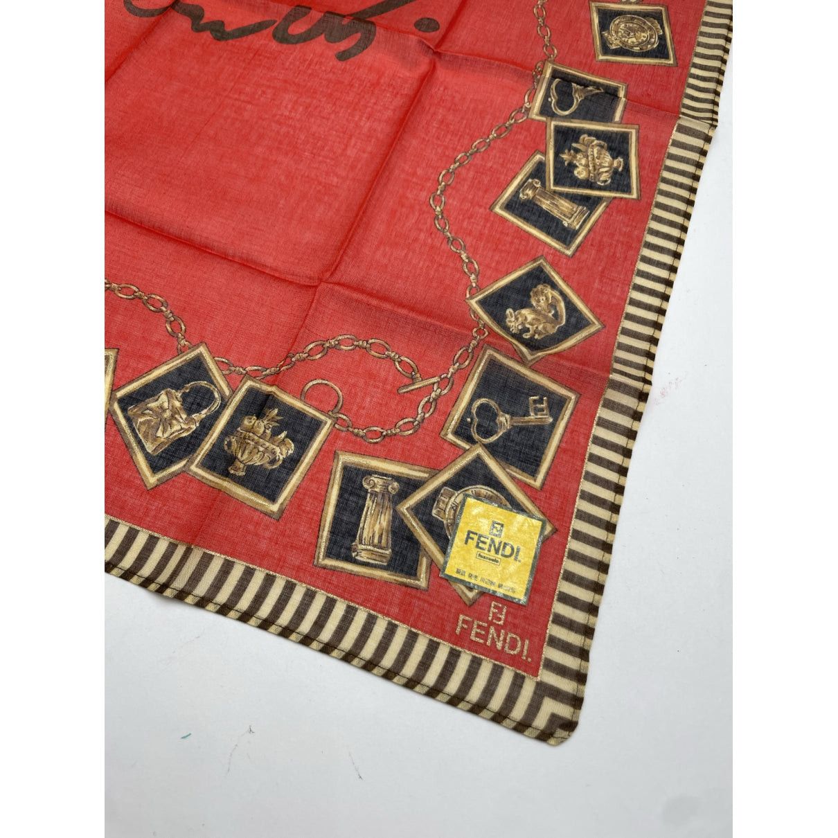 Fendi Red Silk Scarf Size ONE SIZE - 2 Thumbnail