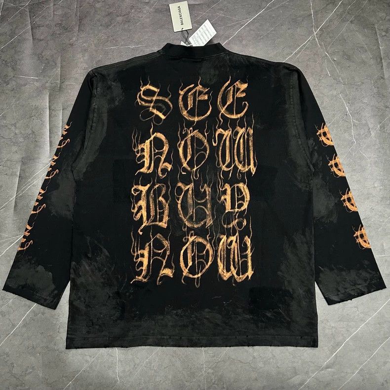 Balenciaga Balenciaga Flame Sanskrit Long Sleeve Shirt - dmc Size US M / EU 48-50 / 2 - 2 Thumbnail