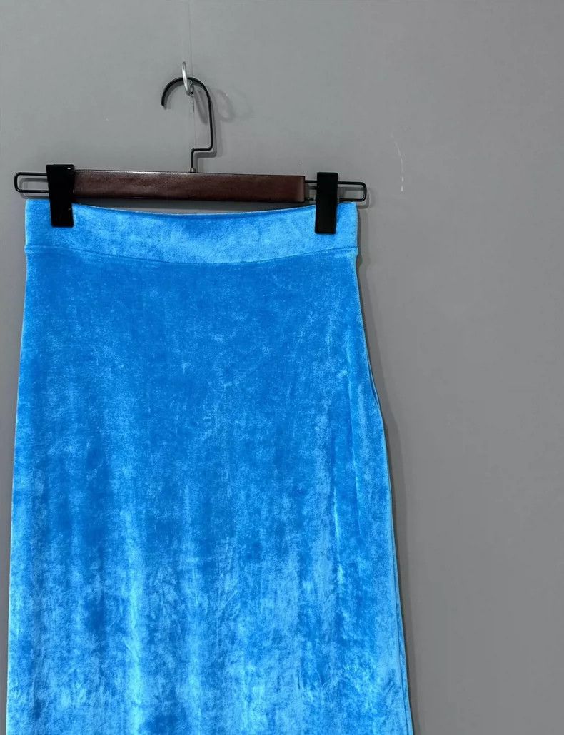 Balenciaga Balenciaga Blue Velvet Long Skirt - dmc Size US 36 / EU 52 - 3 Thumbnail