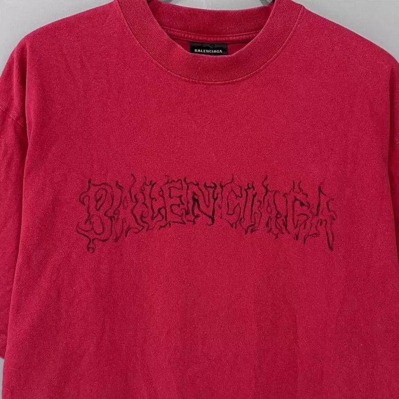 Balenciaga Balenciaga Red Flame Print Short Sleeve Tee - dmc Size US XS / EU 42 / 0 - 2 Thumbnail