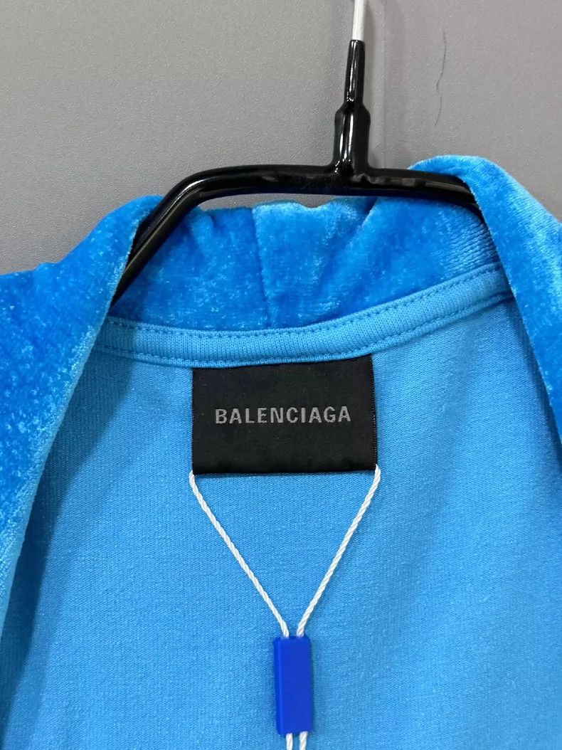 Balenciaga Balenciaga Blue Velvet Zip Hoodie - dmc Size US M / EU 48-50 / 2 - 6 Thumbnail