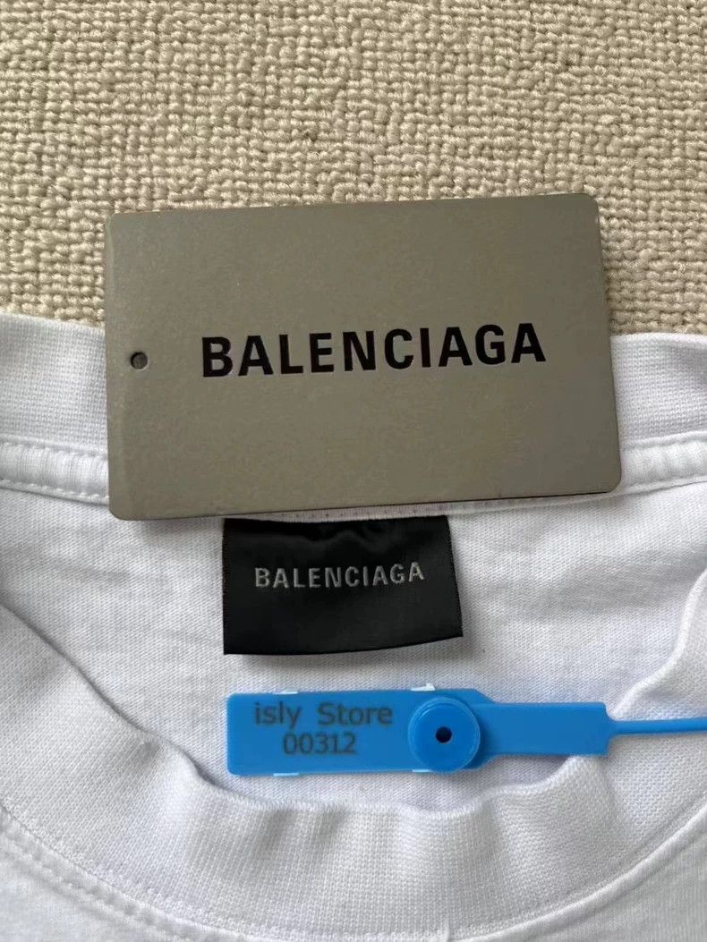 Balenciaga Balenciaga White Graffiti BB Short Sleeve Tee - dmc Size US M / EU 48-50 / 2 - 5 Thumbnail