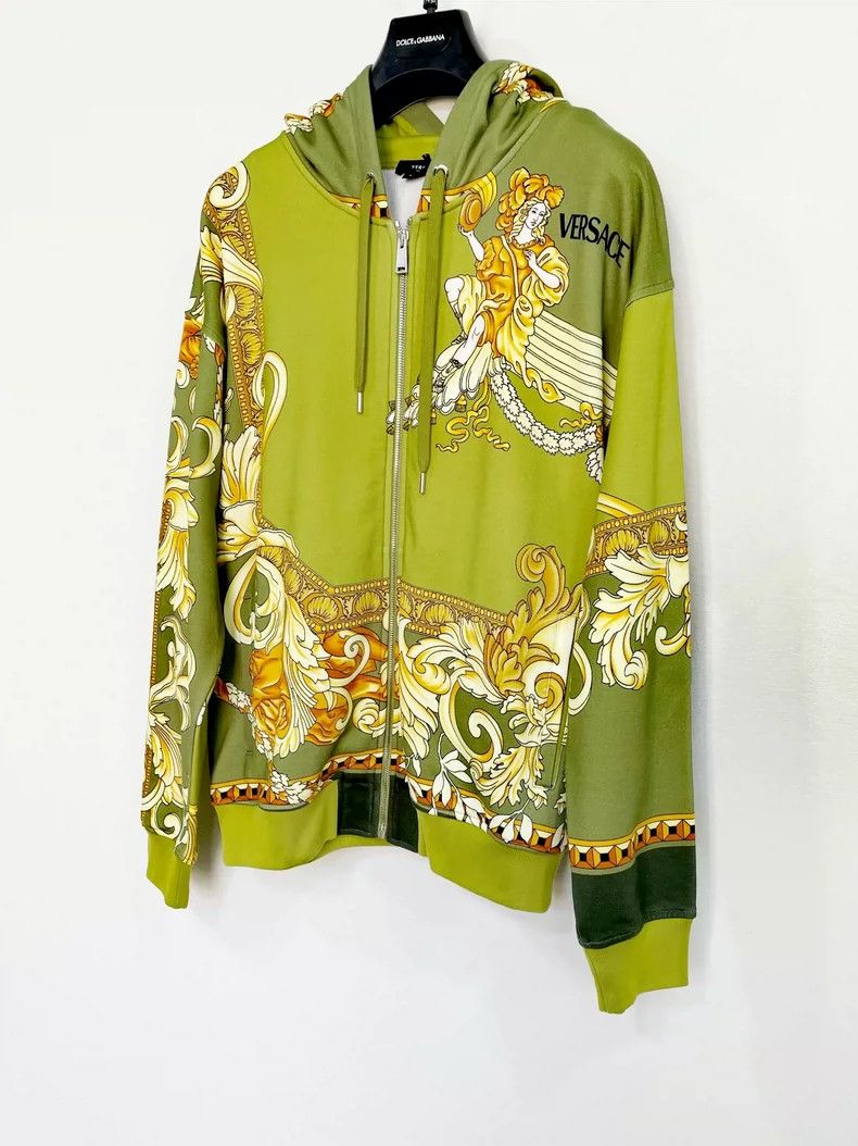 Versace Versace Green Baroque Print Zip Hoodie - dmc Size US XS / EU 42 / 0 - 3 Thumbnail