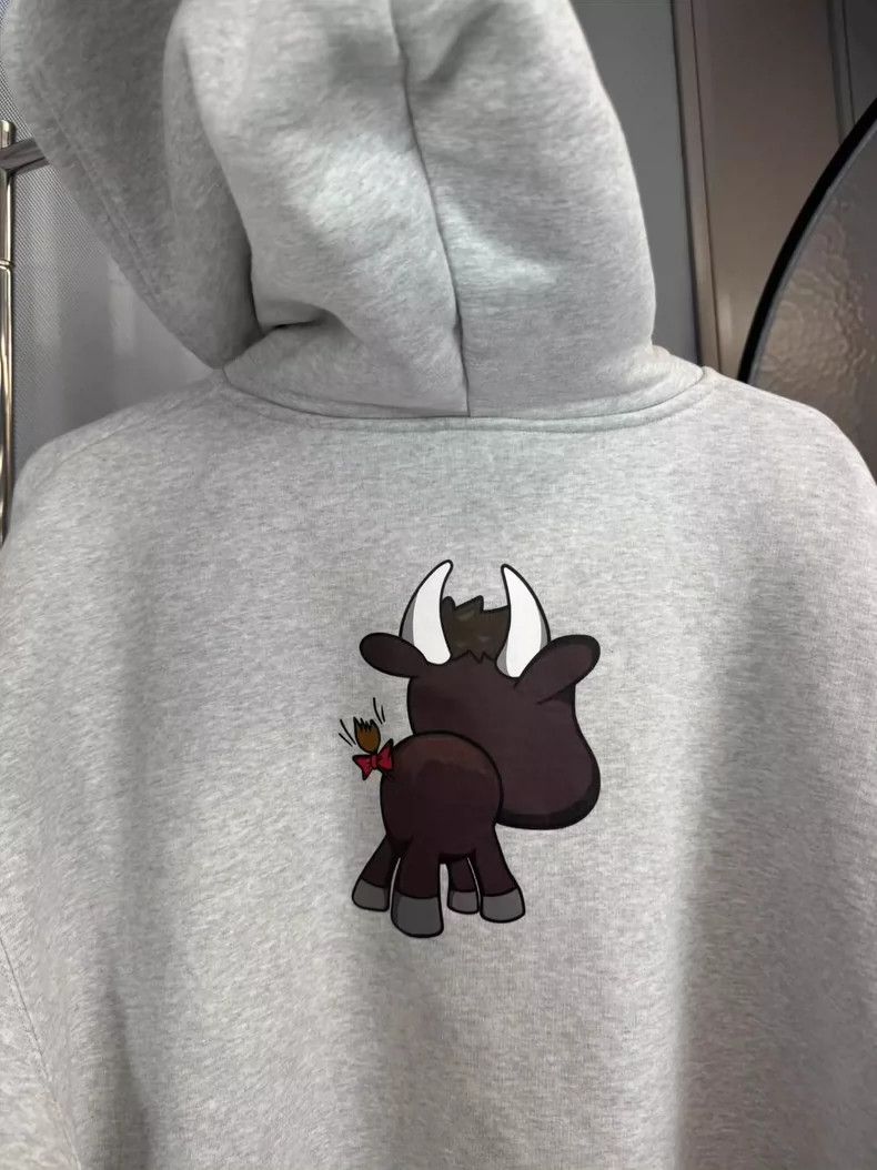 Balenciaga Balenciaga Gray Cartoon Cow Zip Hoodie - dmc Size US S / EU 44-46 / 1 - 4 Thumbnail
