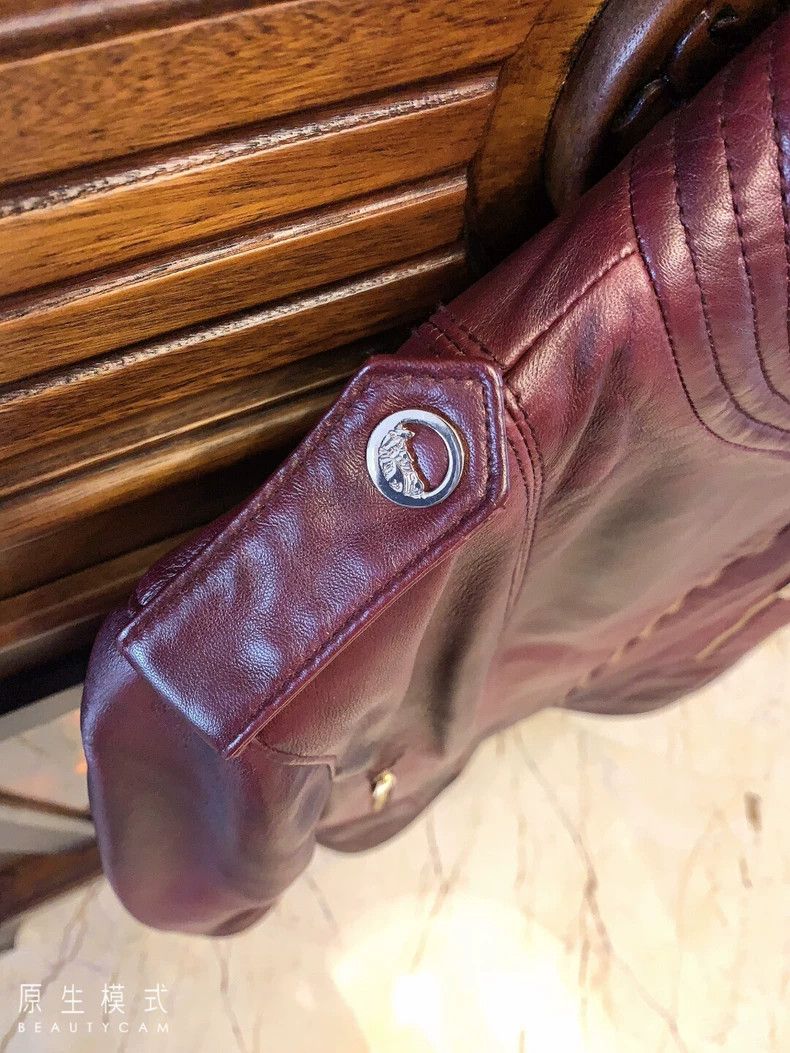 Versace VERSACE Burgundy Leather Biker Jacket - dmc Size US L / EU 52-54 / 3 - 4 Thumbnail