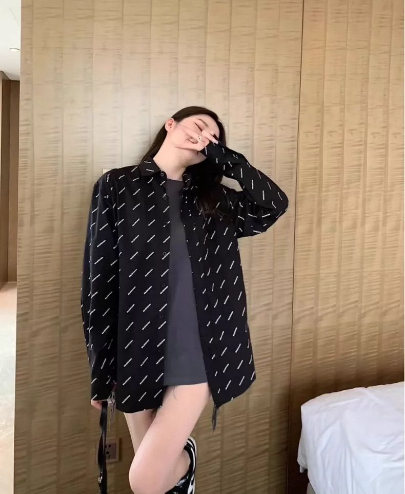 Balenciaga Balenciaga All-over Logo Long Sleeve Shirt - dmc Size US M / EU 48-50 / 2 - 6 Thumbnail