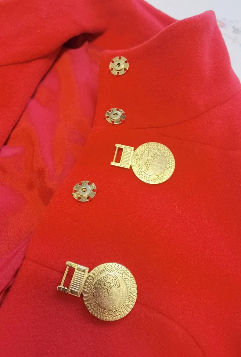 Versace Versace Collection Red Wool-Cashmere Coat - dmc Size US L / EU 52-54 / 3 - 3 Thumbnail
