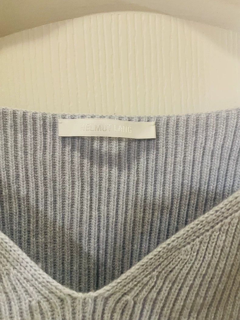 HELMUT LANG Blue Ribbed Sling Sweater - dmc