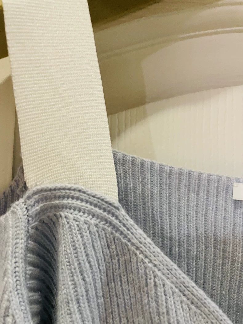 HELMUT LANG Blue Ribbed Sling Sweater - dmc