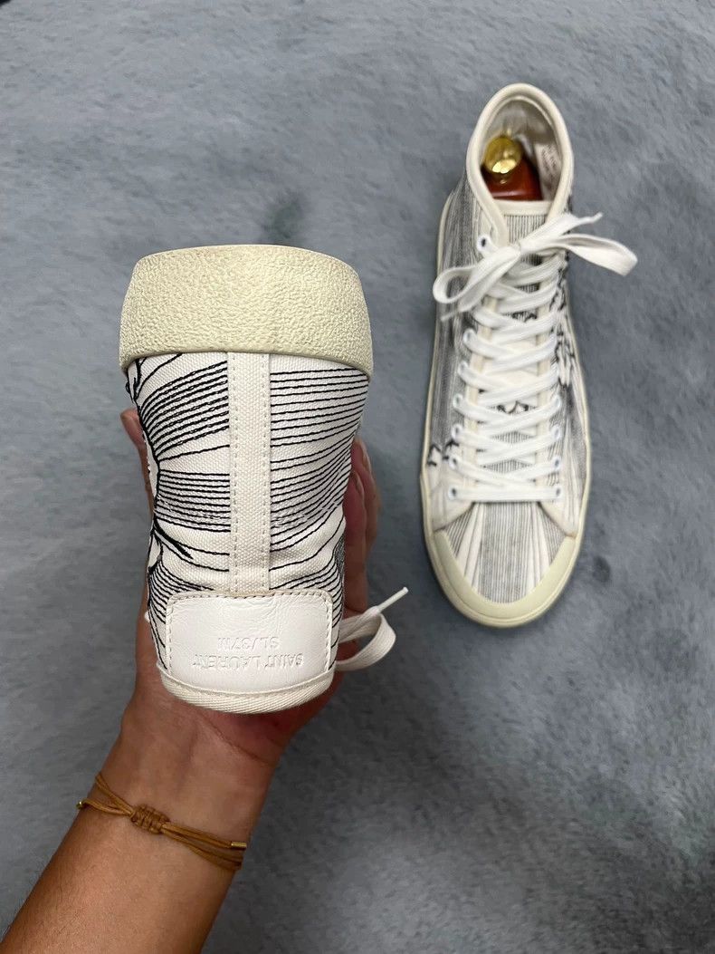 Saint Laurent Paris Saint Laurent High-Top Embroidered Sneakers - dmc Size US 10.5 / EU 43-44 - 4 Thumbnail