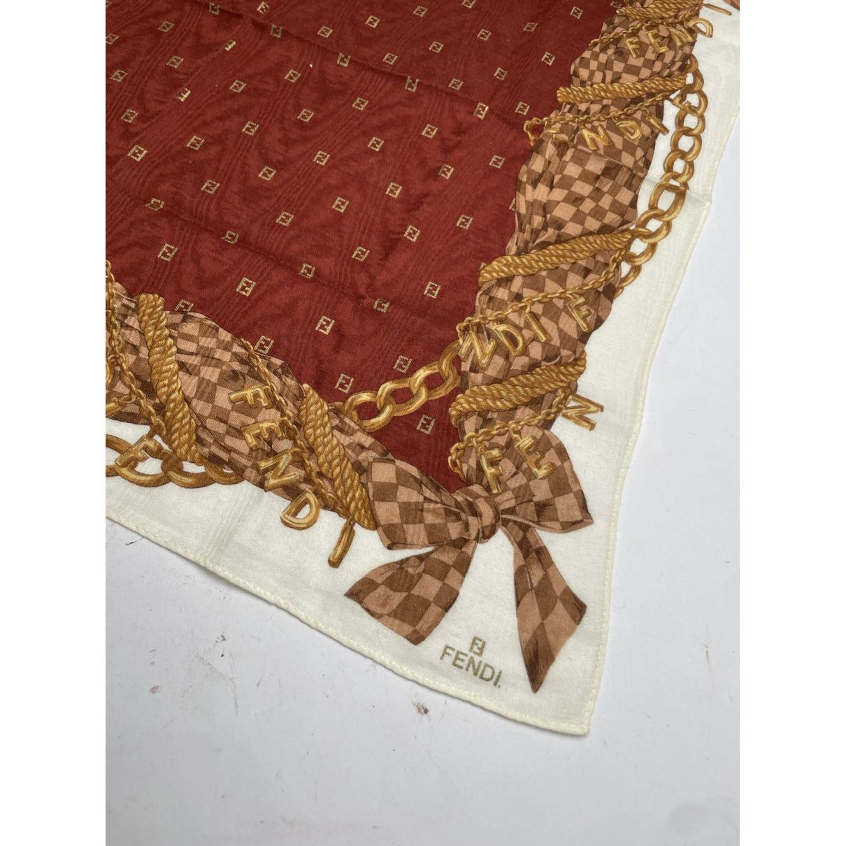 Fendi Red Silk Scarf Size ONE SIZE - 2 Thumbnail