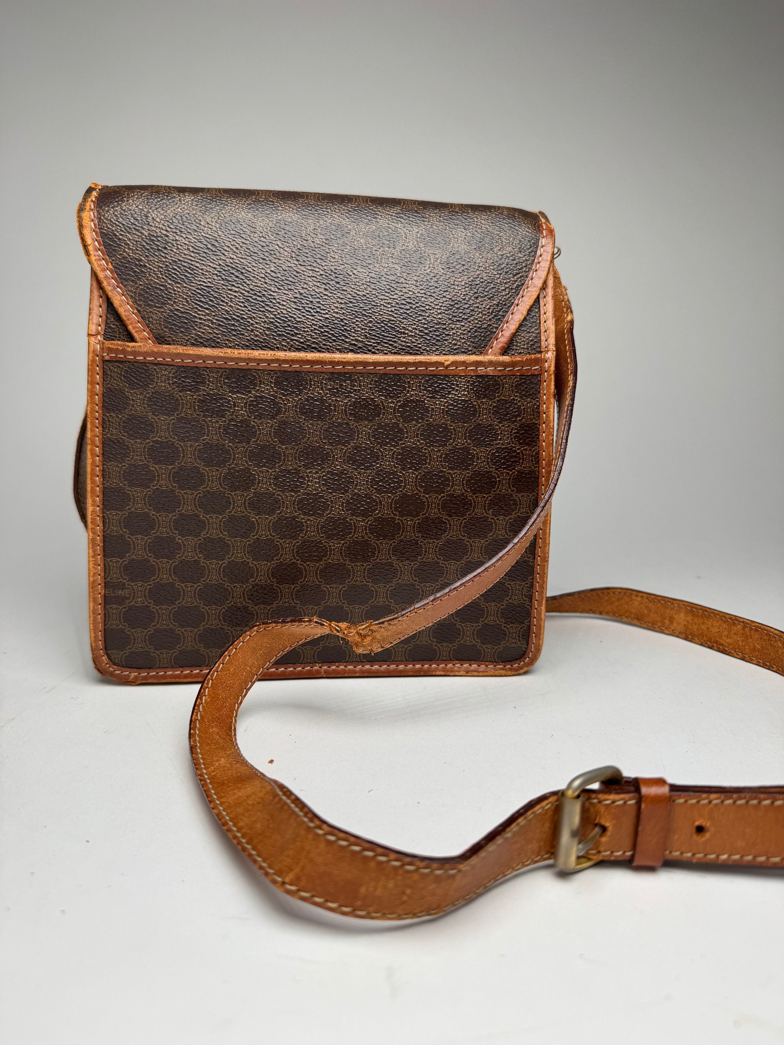 Celine Vintage Paris Triomphe Leather Bag Brown Size ONE SIZE - 11 Thumbnail