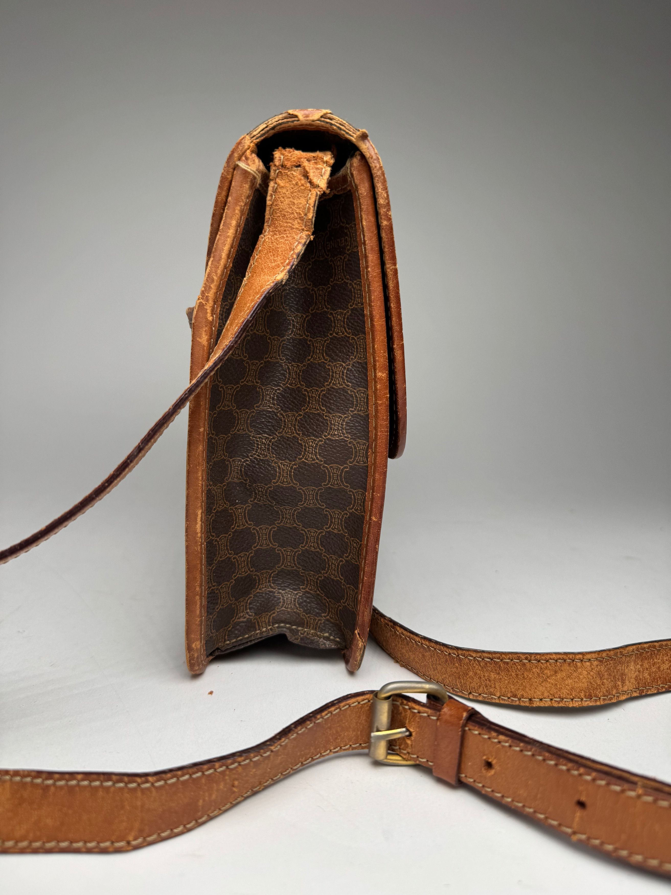 Celine Vintage Paris Triomphe Leather Bag Brown Size ONE SIZE - 10 Thumbnail