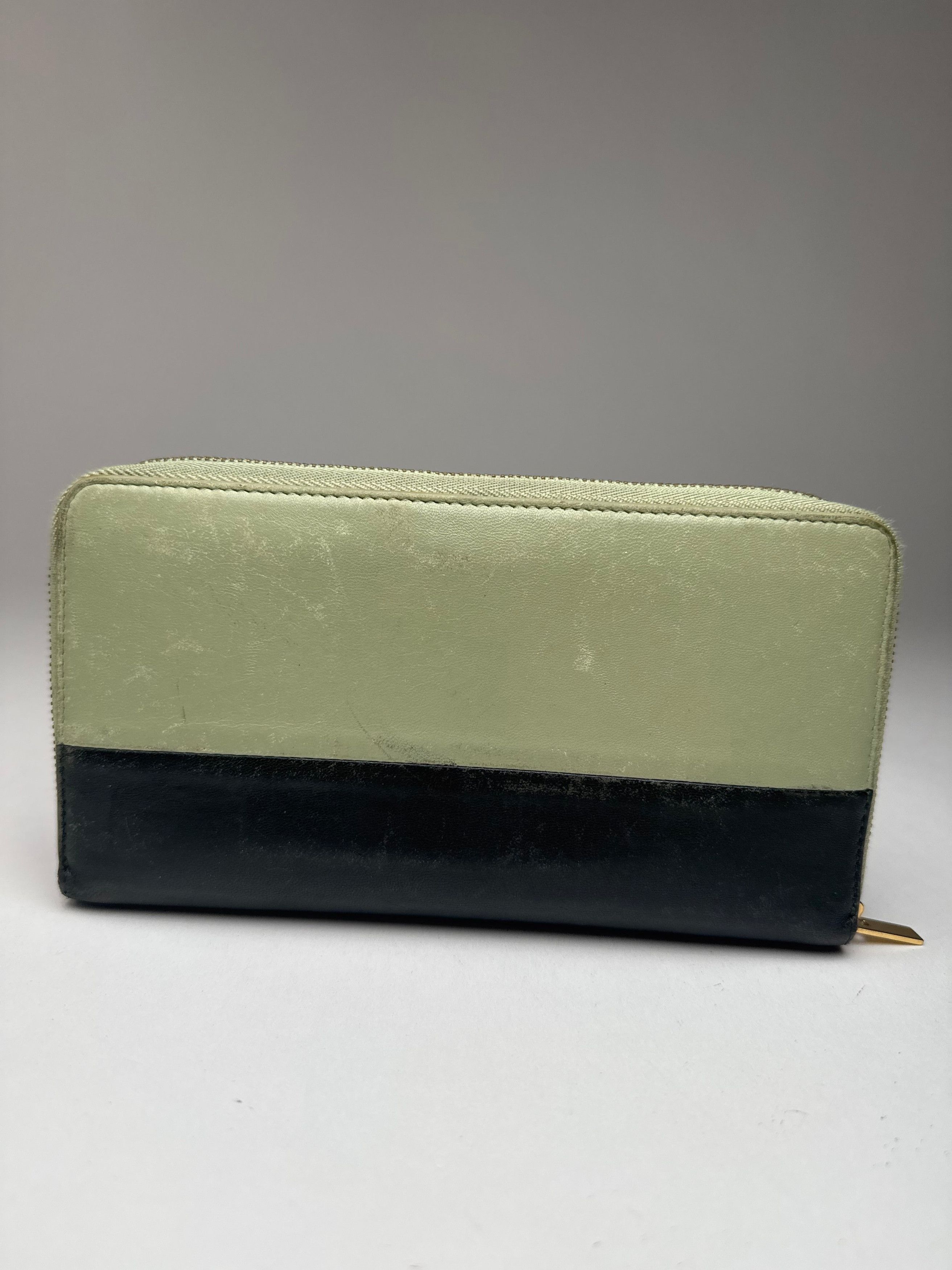 Celine Vintage Triomphe Leather Wallet Green Black Size ONE SIZE - 6 Thumbnail