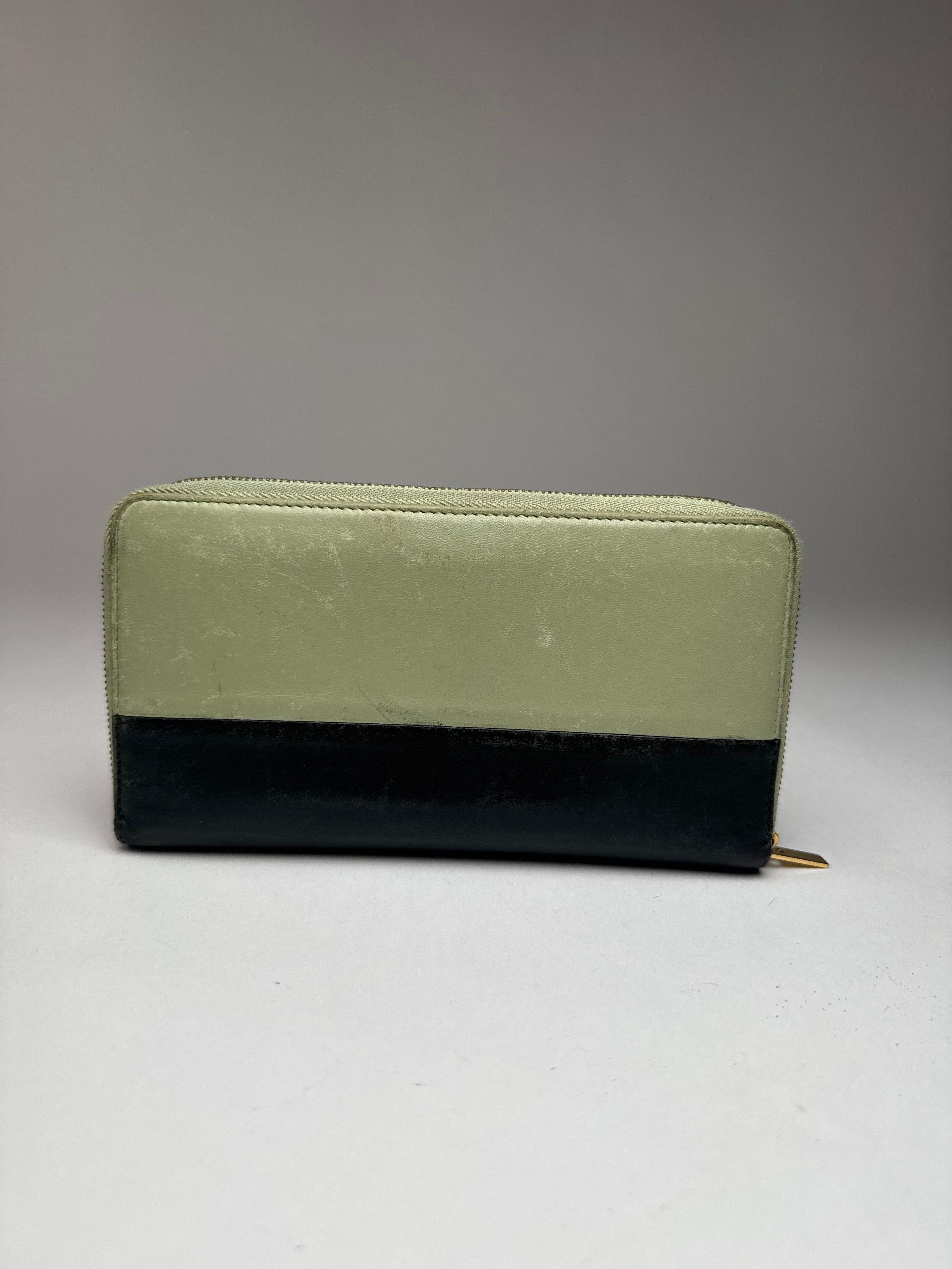 Celine Vintage Triomphe Leather Wallet Green Black Size ONE SIZE - 2 Thumbnail