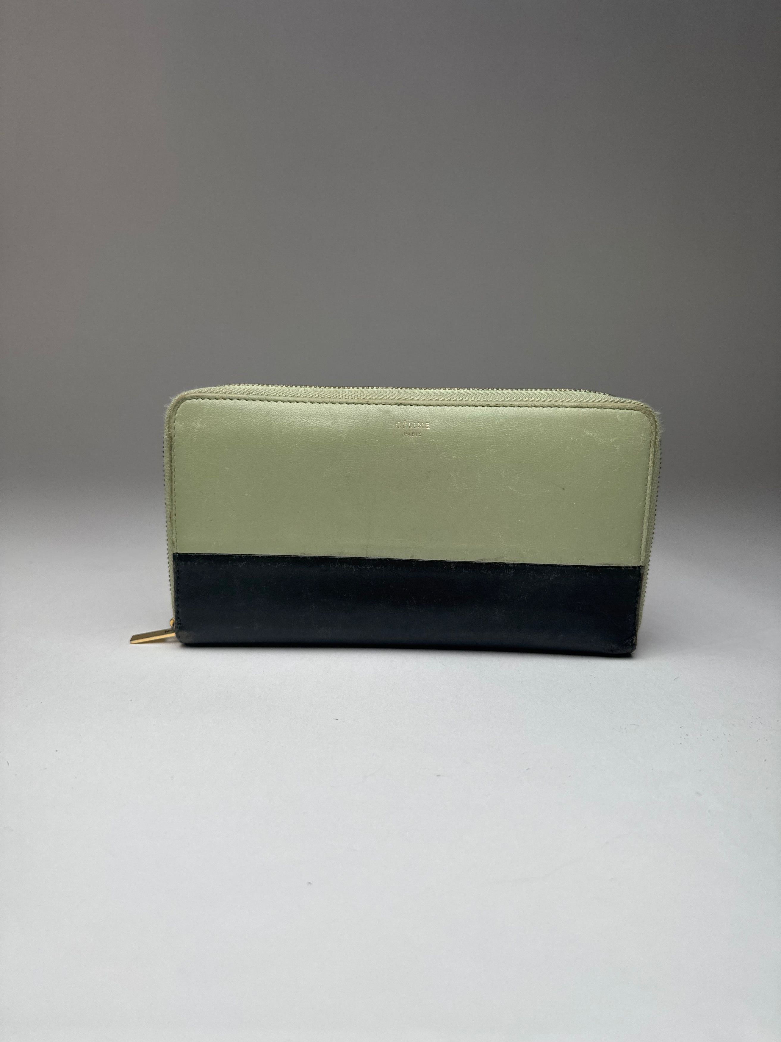 Celine Vintage Triomphe Leather Wallet Green Black Size ONE SIZE - 5 Thumbnail