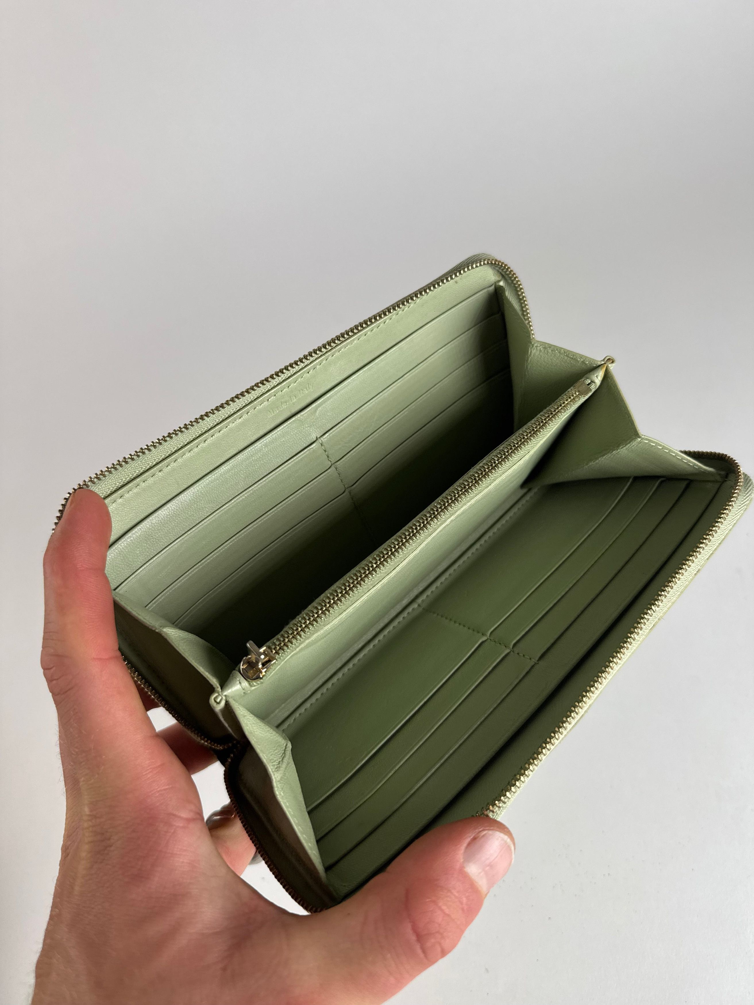 Celine Vintage Triomphe Leather Wallet Green Black Size ONE SIZE - 3 Thumbnail
