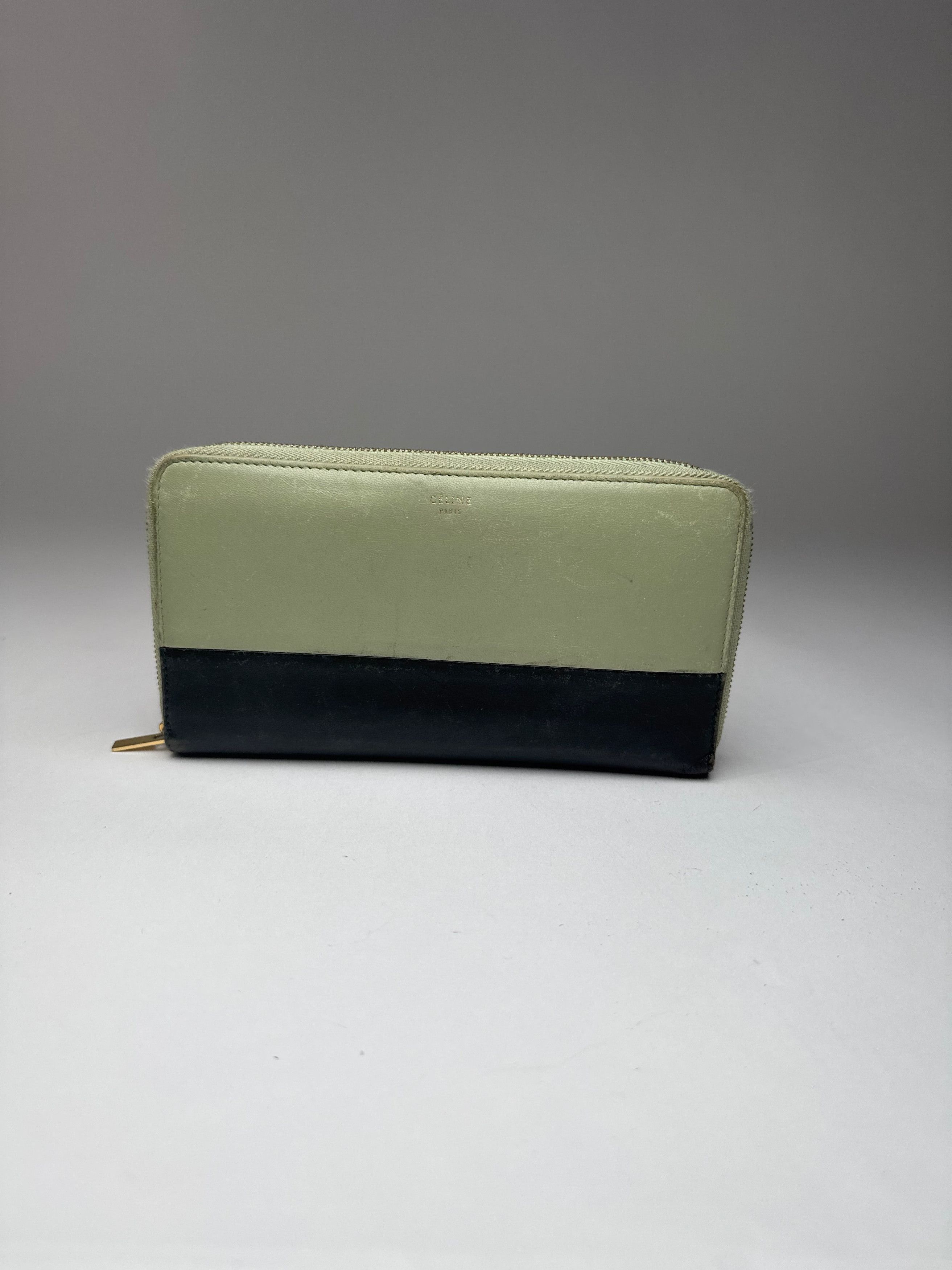Celine Vintage Triomphe Leather Wallet Green Black Size ONE SIZE - 12 Thumbnail