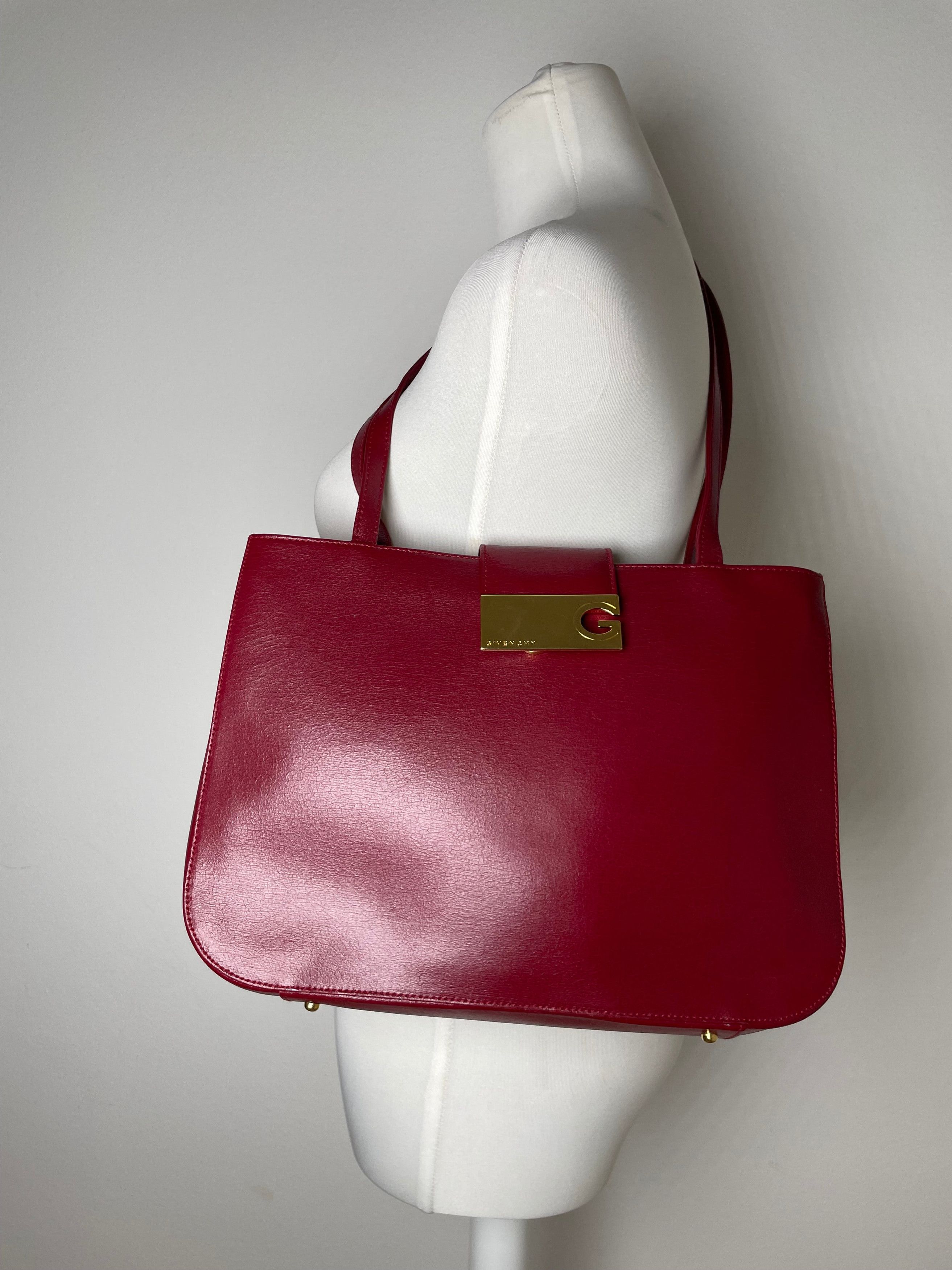 Givenchy Vintage Whip Leather Shopper Bag Red Size ONE SIZE - 8 Thumbnail