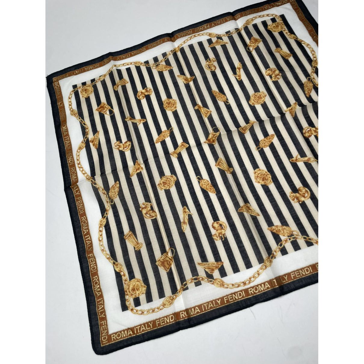 Fendi Black Silk Scarf Size ONE SIZE - 3 Thumbnail