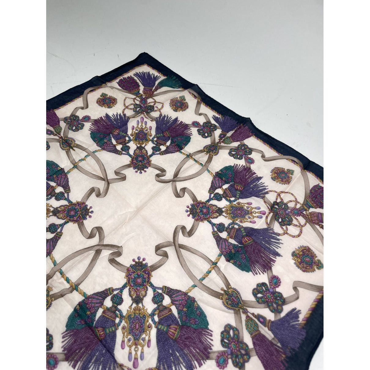Celine Navy Silk Scarf Size ONE SIZE - 4 Thumbnail