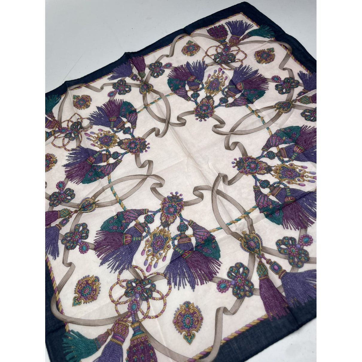 Celine Navy Silk Scarf Size ONE SIZE - 3 Thumbnail