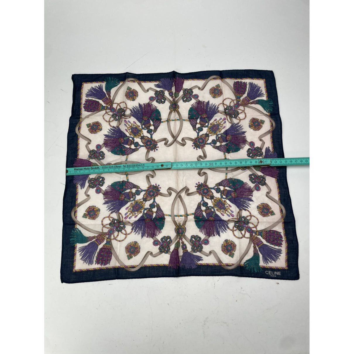 Celine Navy Silk Scarf Size ONE SIZE - 5 Thumbnail