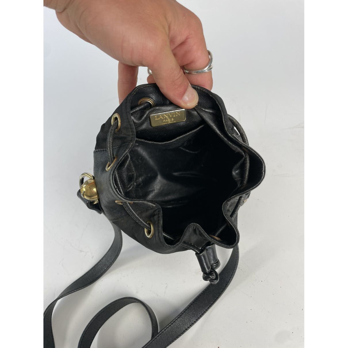 Lanvin Black Leather Handbag Size ONE SIZE - 2 Thumbnail