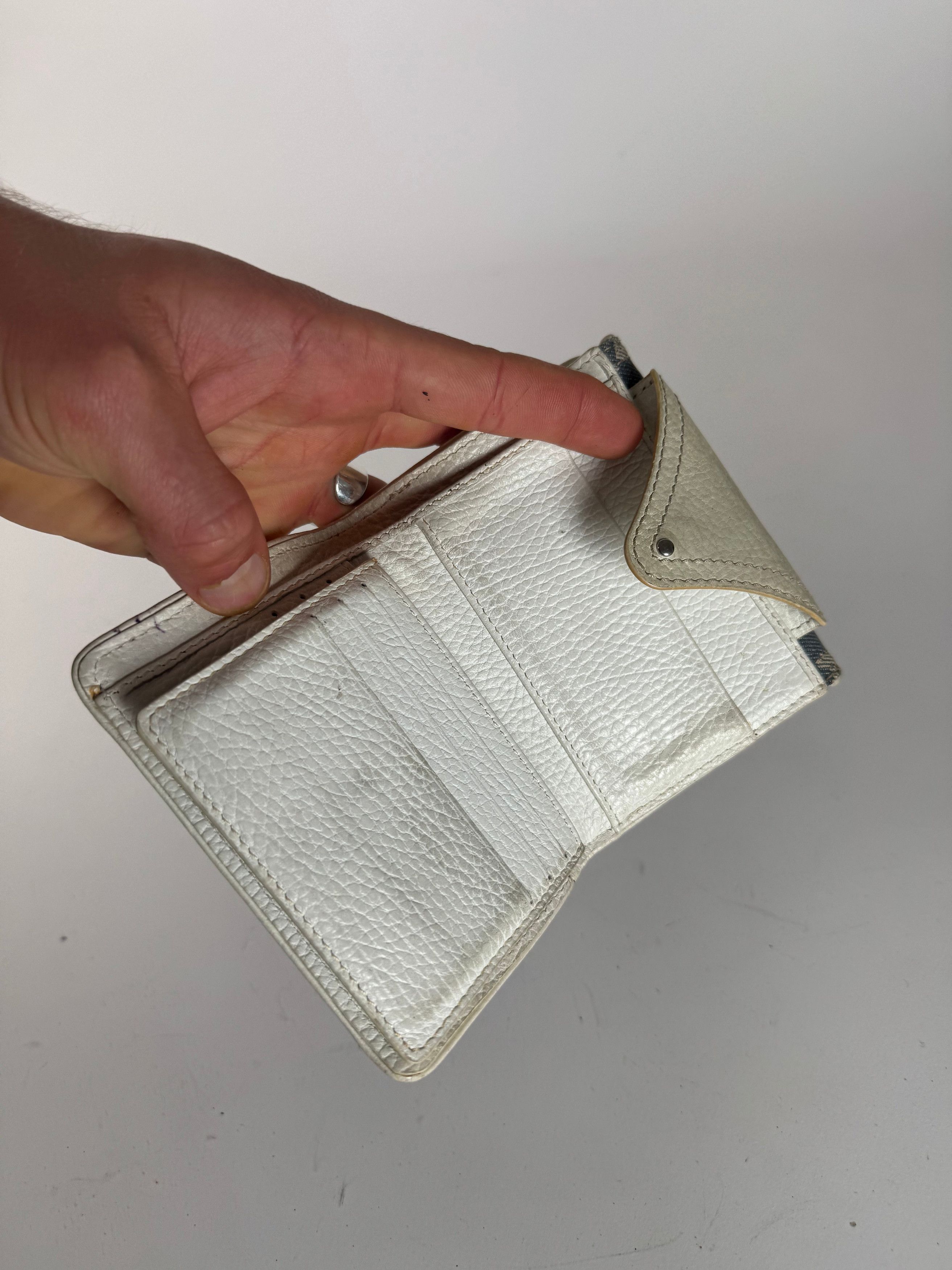 Celine Vintage Paris Denim Leather Monogram wallet white blue Size ONE SIZE - 11 Thumbnail
