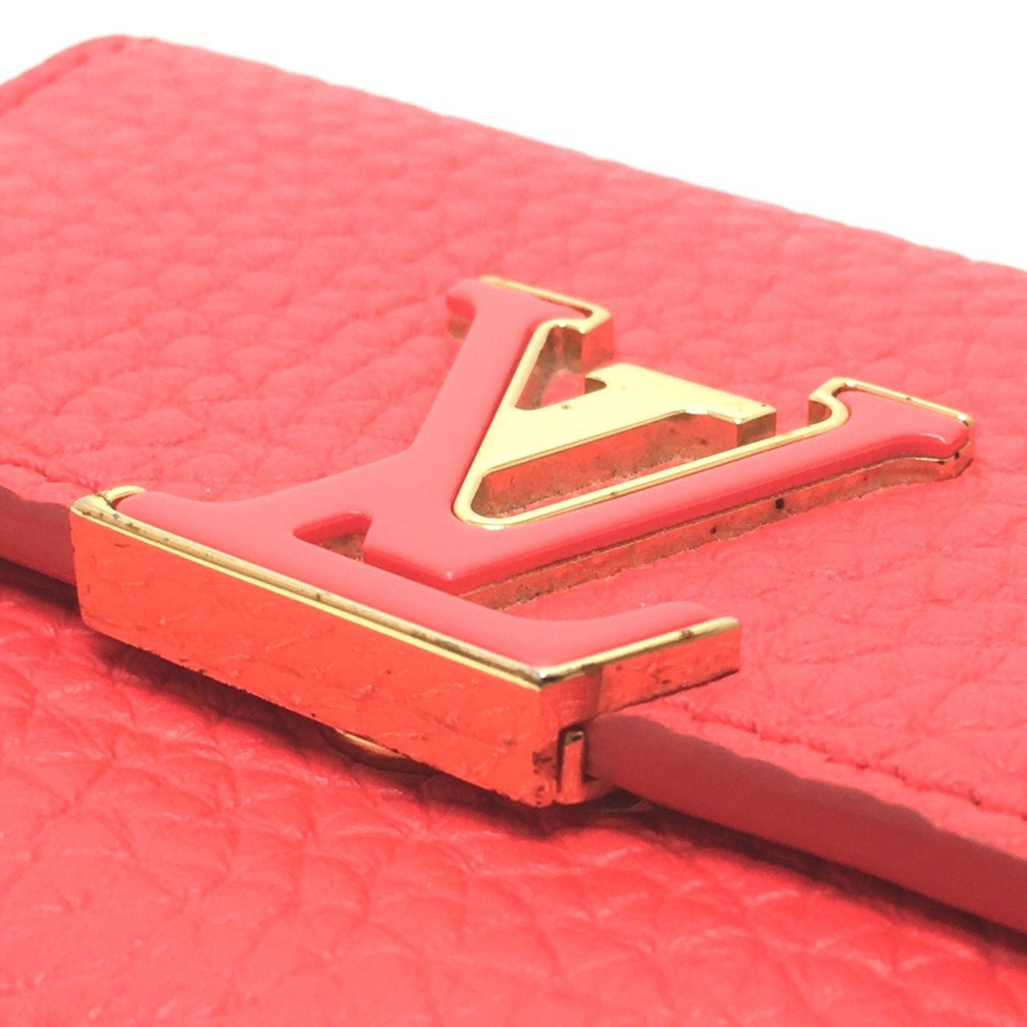 Louis Vuitton LOUIS VUITTON M69069 Japan Exclusive Portefeuille Capucines XS Compact Tri-fold Wallet in Taurillon Leather, Coral Tahiti Red Size ONE SIZE - 4 Thumbnail